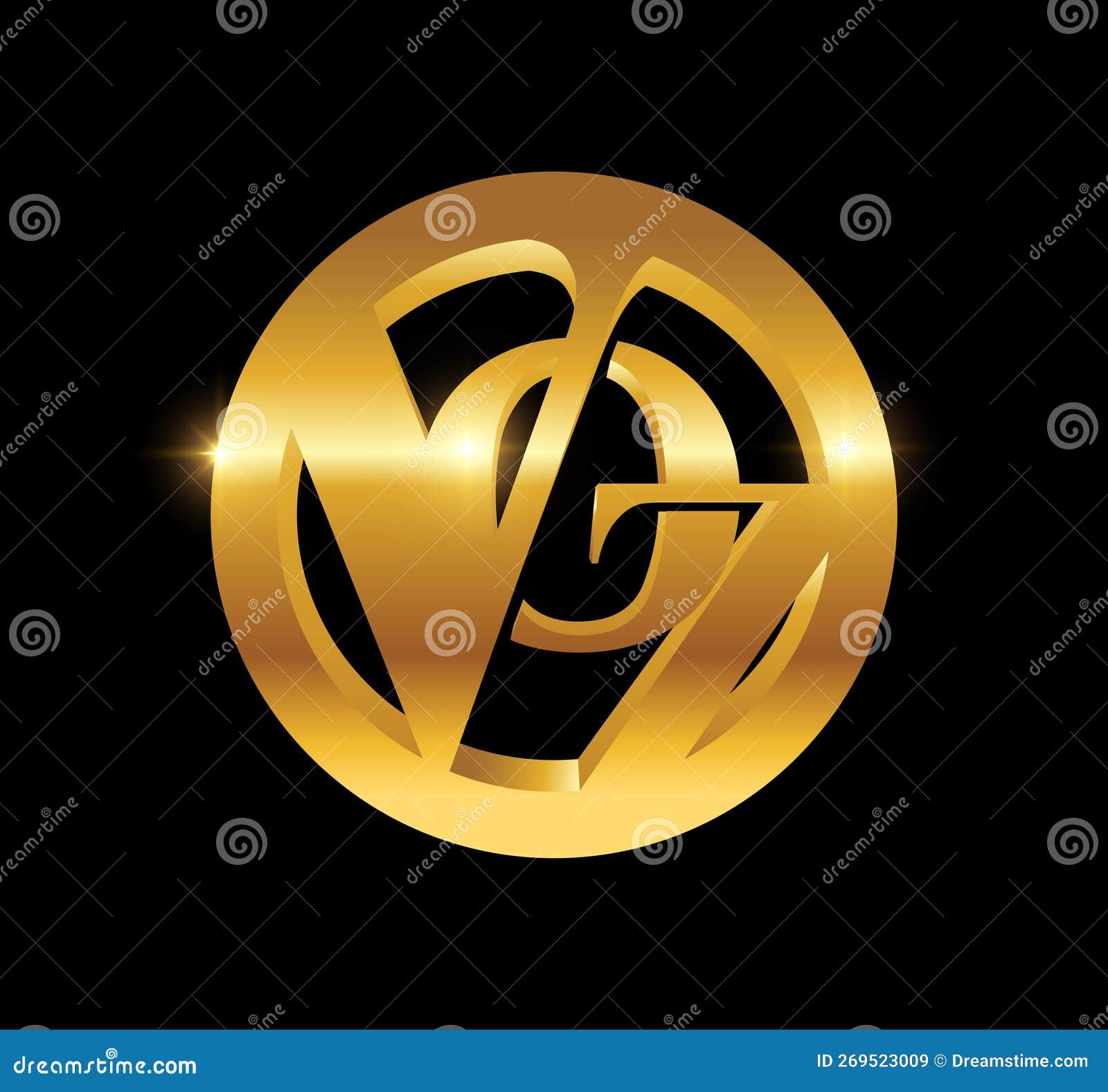 golden monogram logo initial letters voz