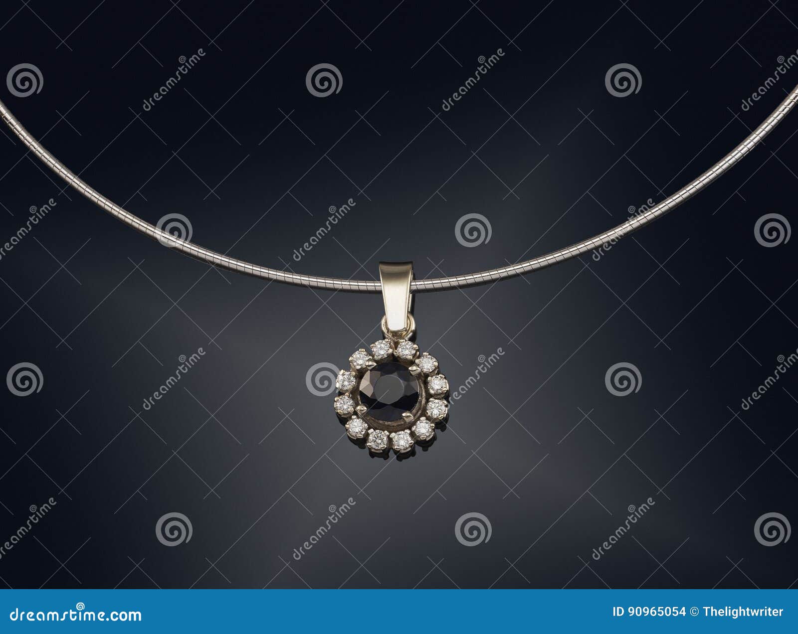 Golden Necklace with Gemstone Isolated on Black Stock Photo Image of
