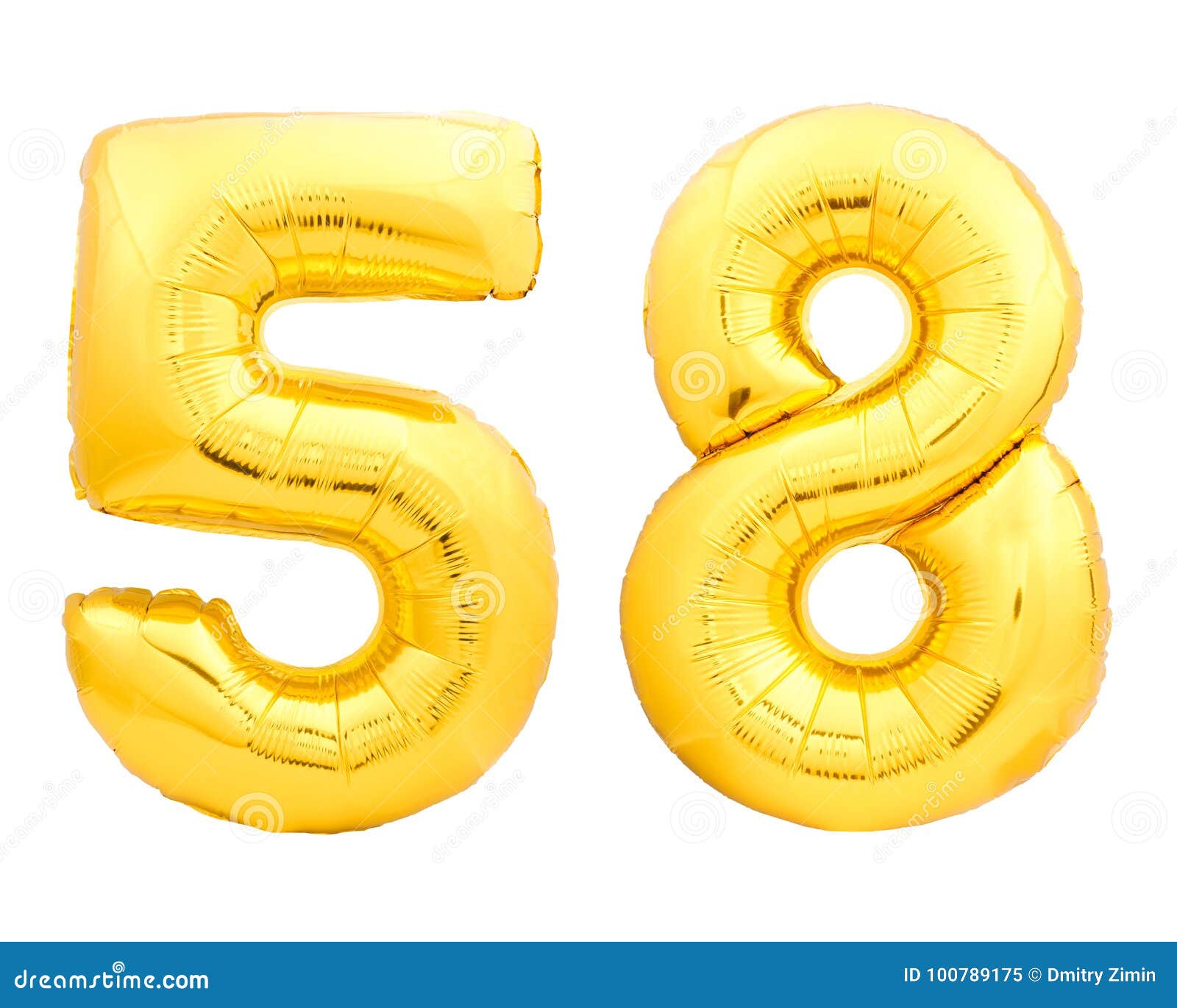 Golden Number 58 Fifty Eight Made Of Inflatable Balloon Stock Image ...