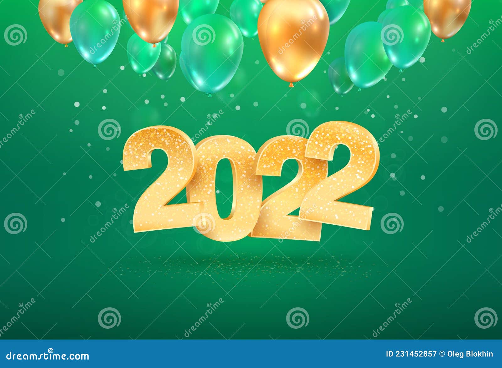 2022 Golden Number Happy New Year Celebration on Green Background with  Balloons. Merry Christmas Celebrate Vector Stock Vector - Illustration of  christmas, happy: 231452857