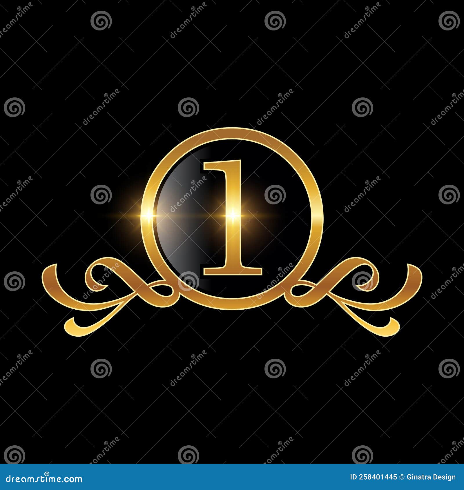 Golden Number 1 Logo Vector Sign Stock Vector - Illustration of logo