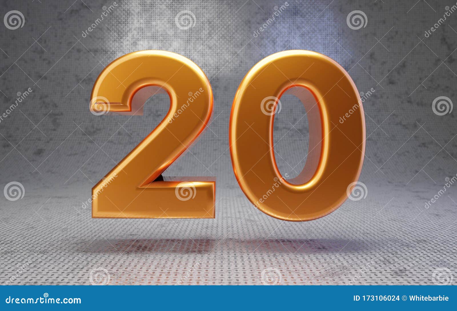 Golden Number 20 on Metal Textured Background Stock Illustration ...