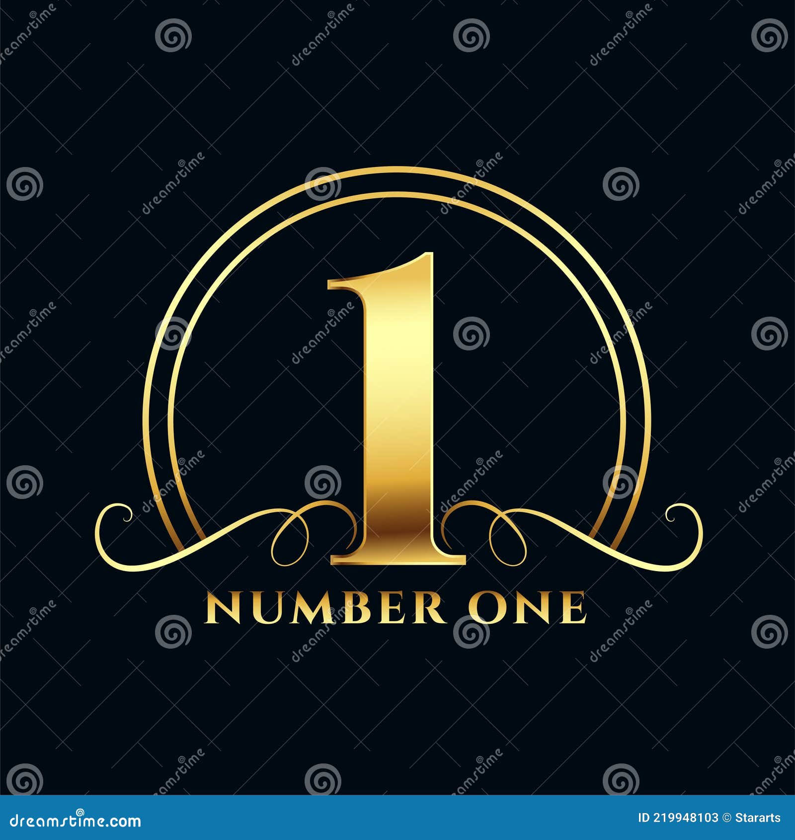 Golden Number One Label Design Stock Vector - Illustration of champion