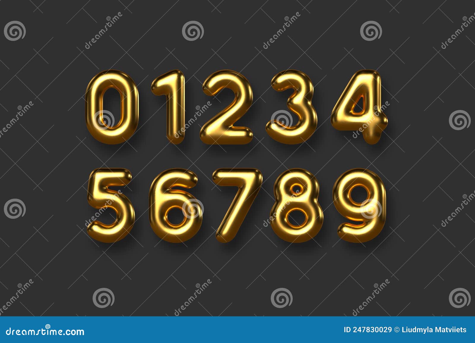 Golden numbers vector set. stock vector. Illustration of decoration