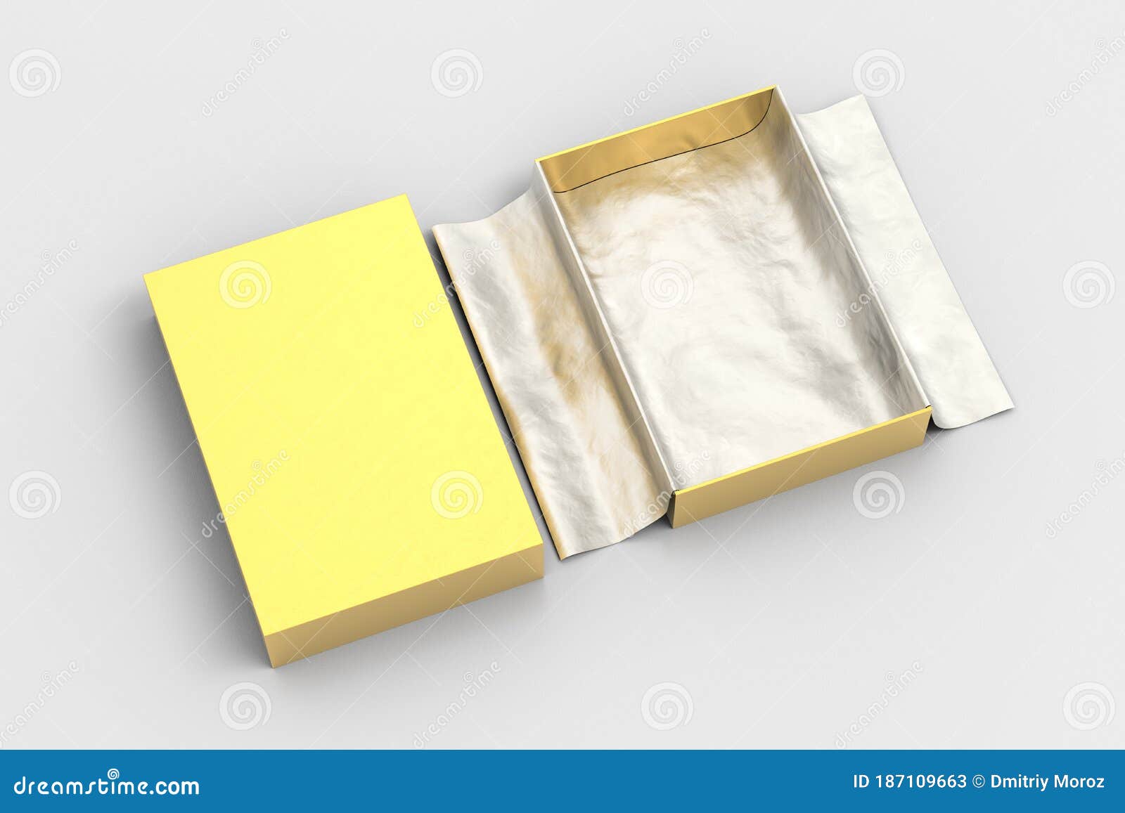 Download Gift Box Mockup With Unfolded Wrapping Paper Stock ...