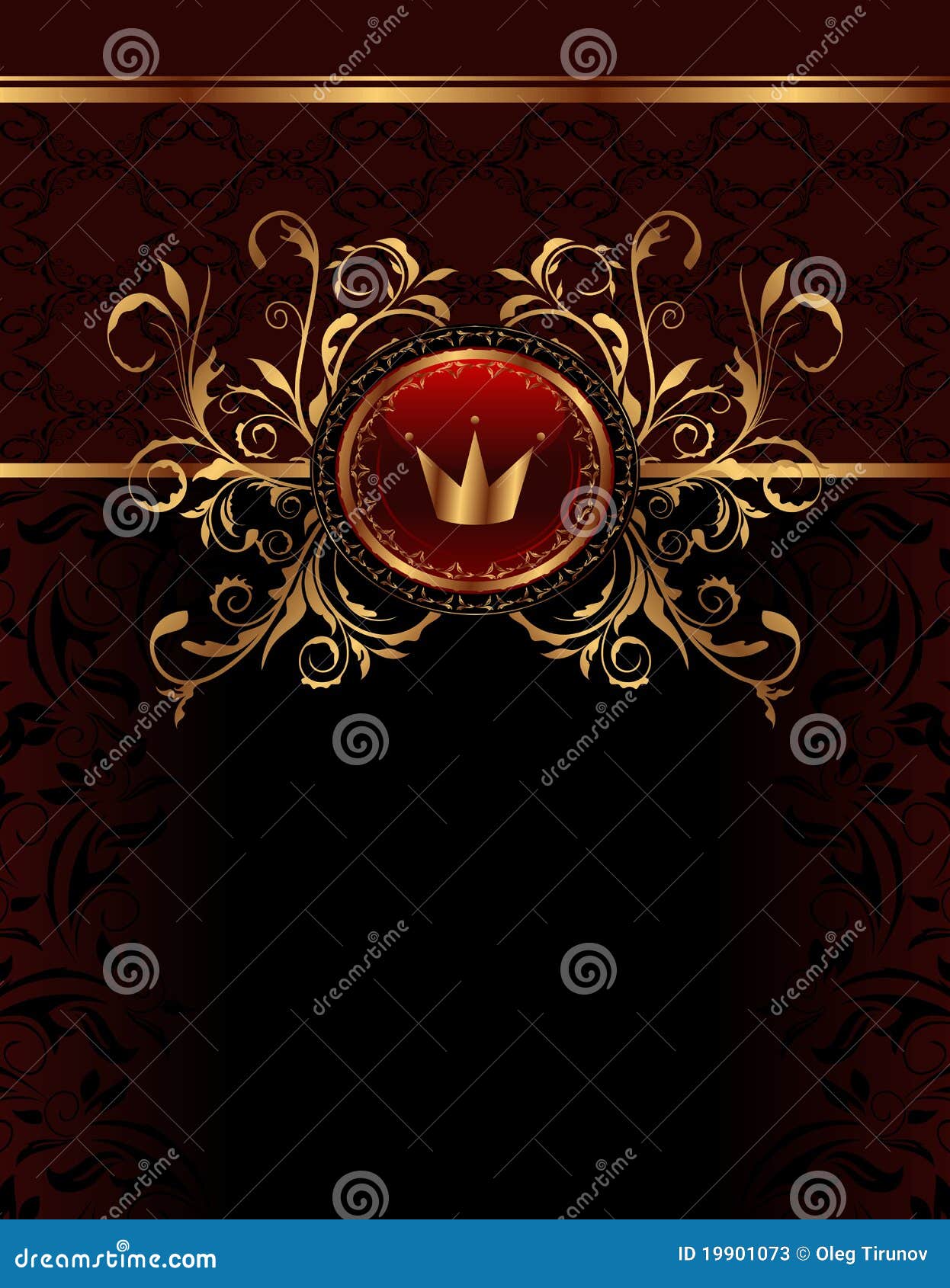 Golden Ornate Frame with Crown Stock Vector Illustration of retro