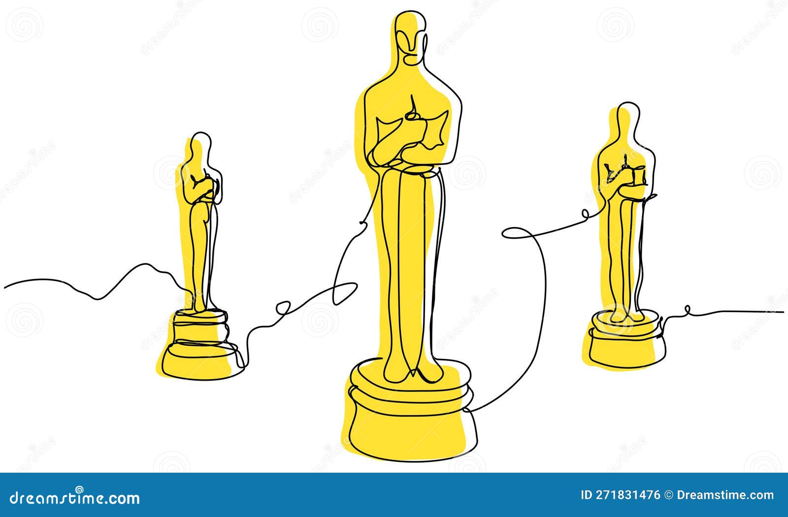 Golden oscar film award statuette isolated Vector Image