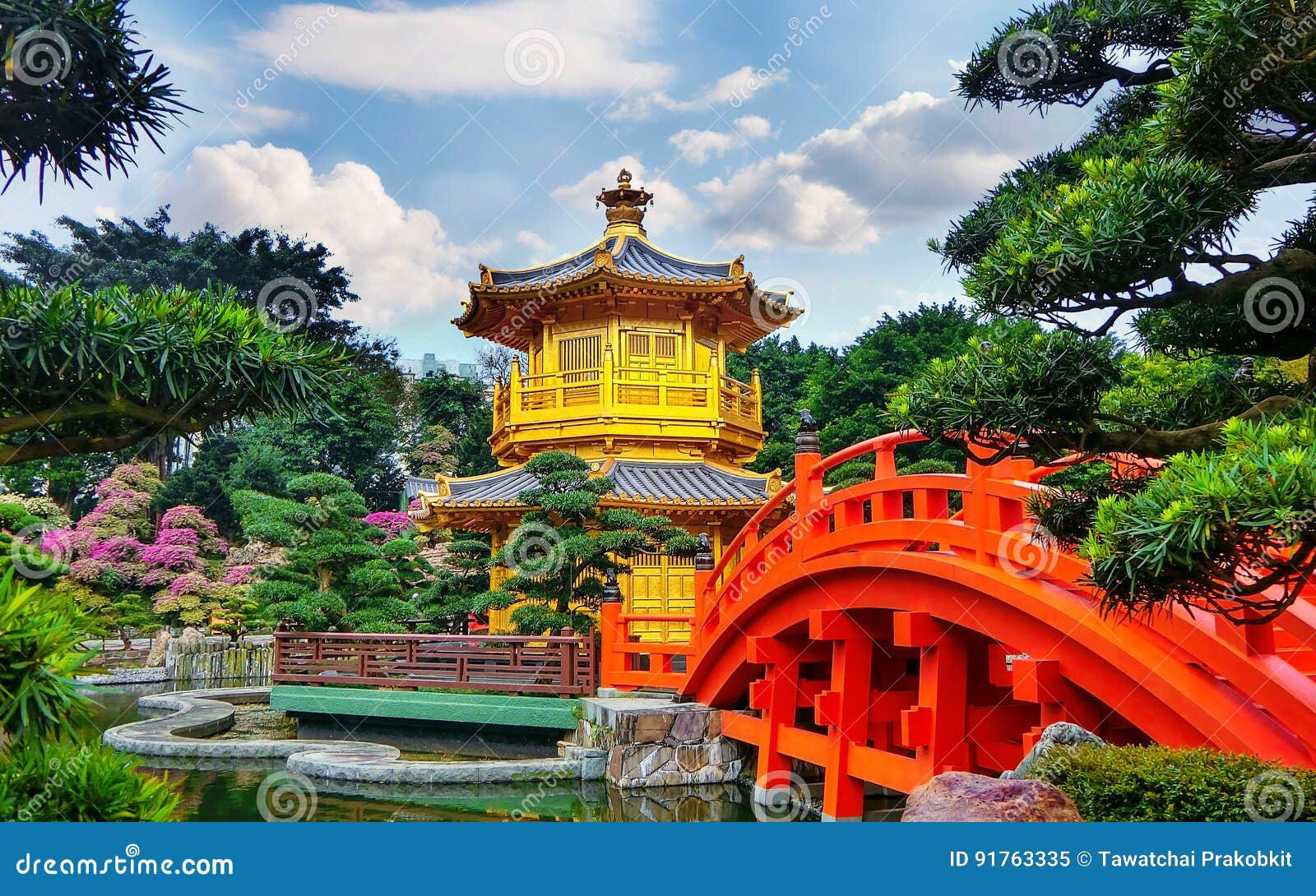 the golden pavilion of absolute perfection in nan lian garden in chi lin nunnery.