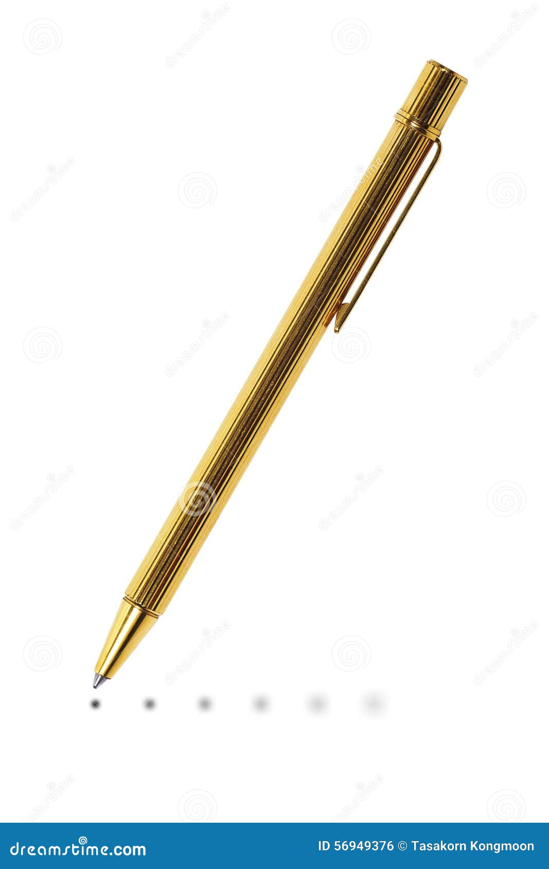 Golden Pen Isolated on White. Stock Photo Image of diagonal, contract