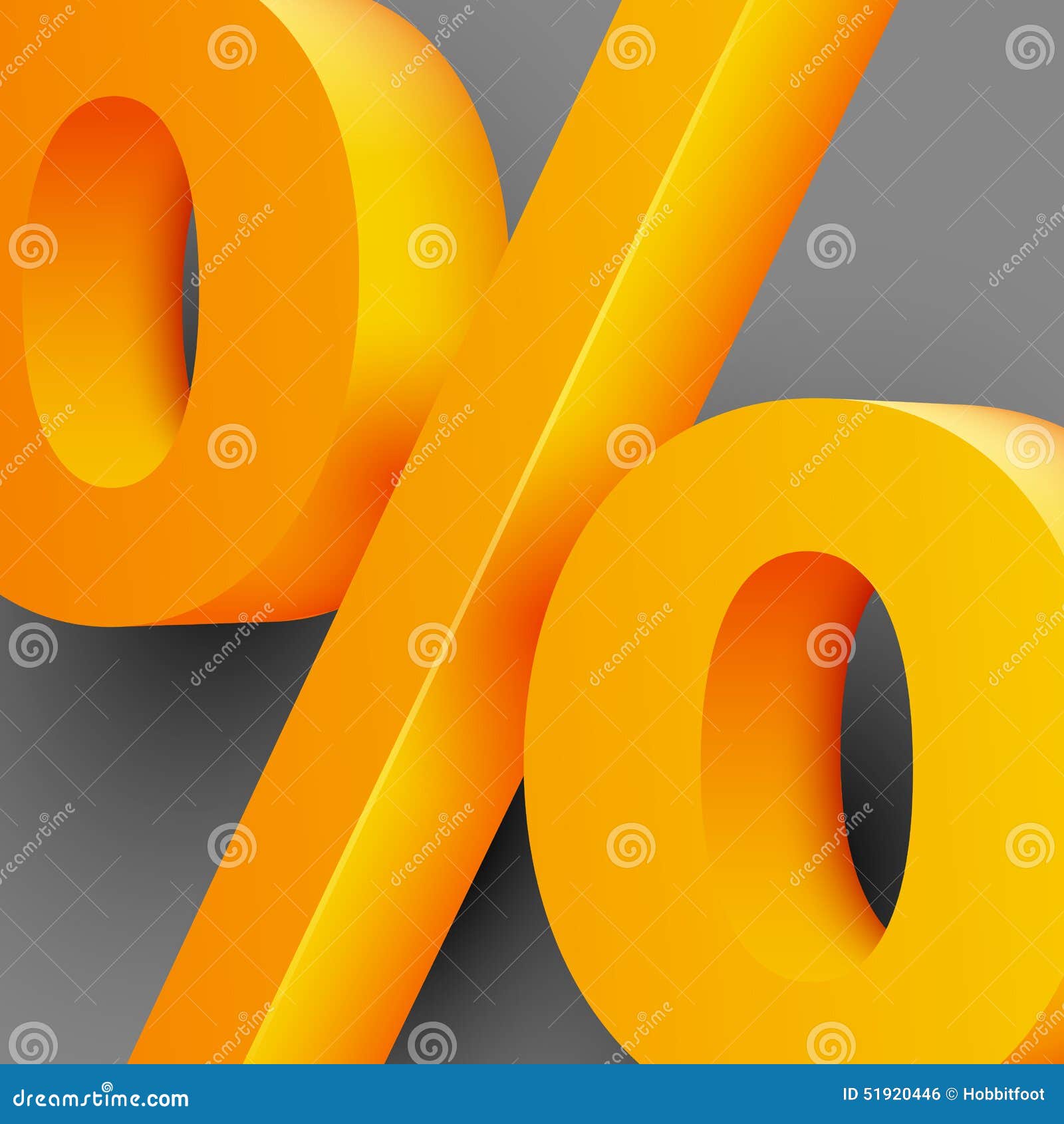 Golden percent sign on gray background. Vector illustration.