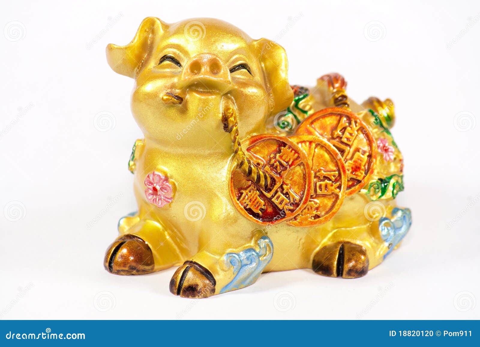 The Golden Pig piggy bank on white background Stock Photo - Alamy