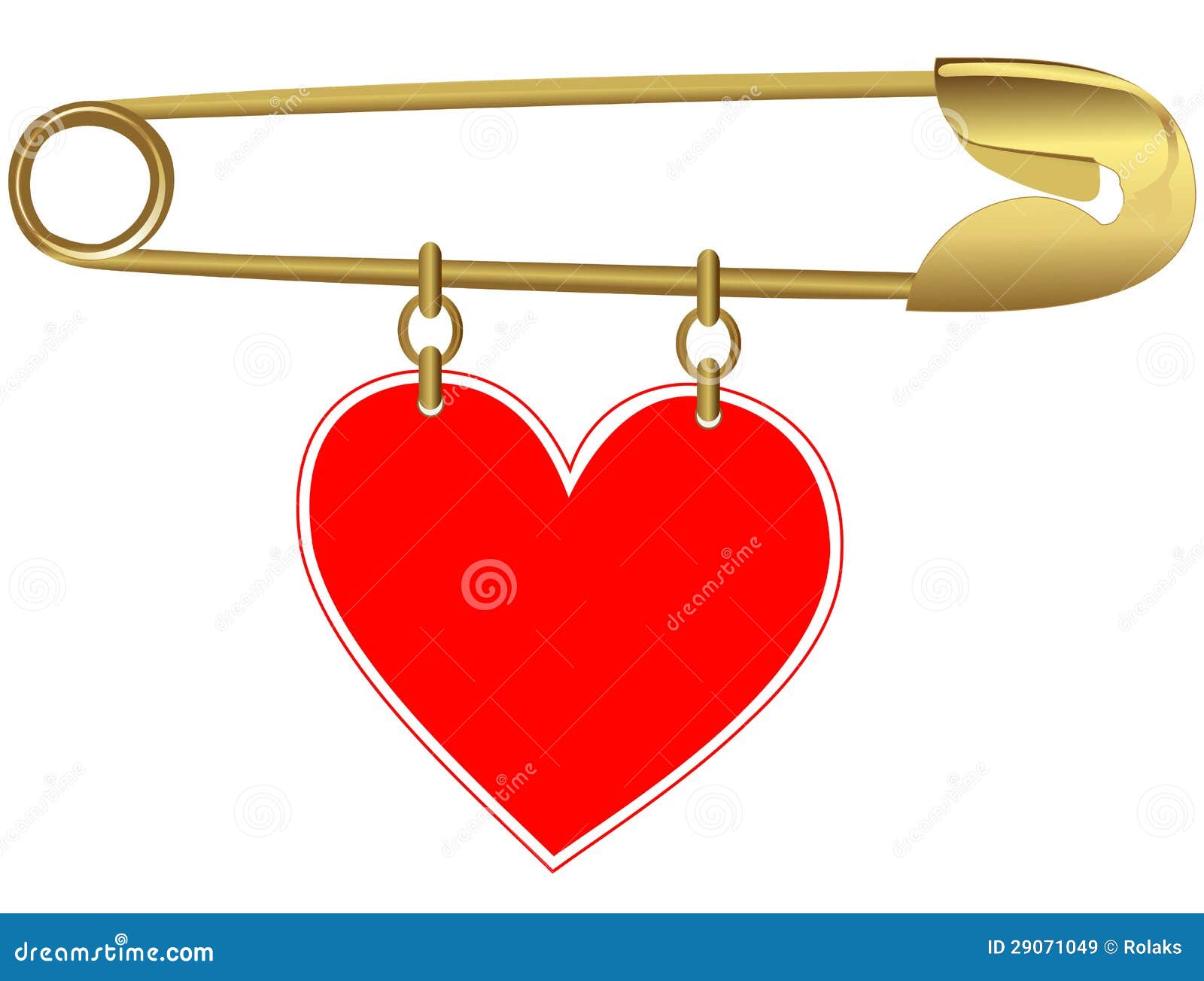 Golden Pin with a Heart stock vector. Illustration of unique 29071049