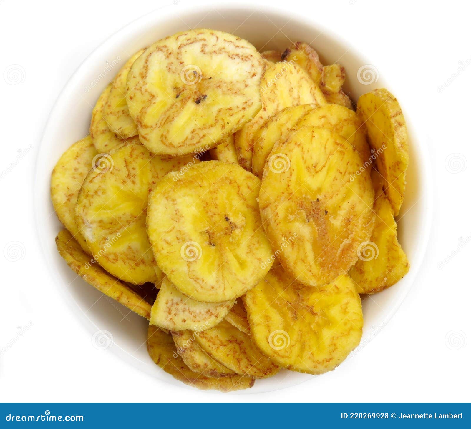 Golden Plantain Chips in a White Bowl Stock Photo Image of tropical