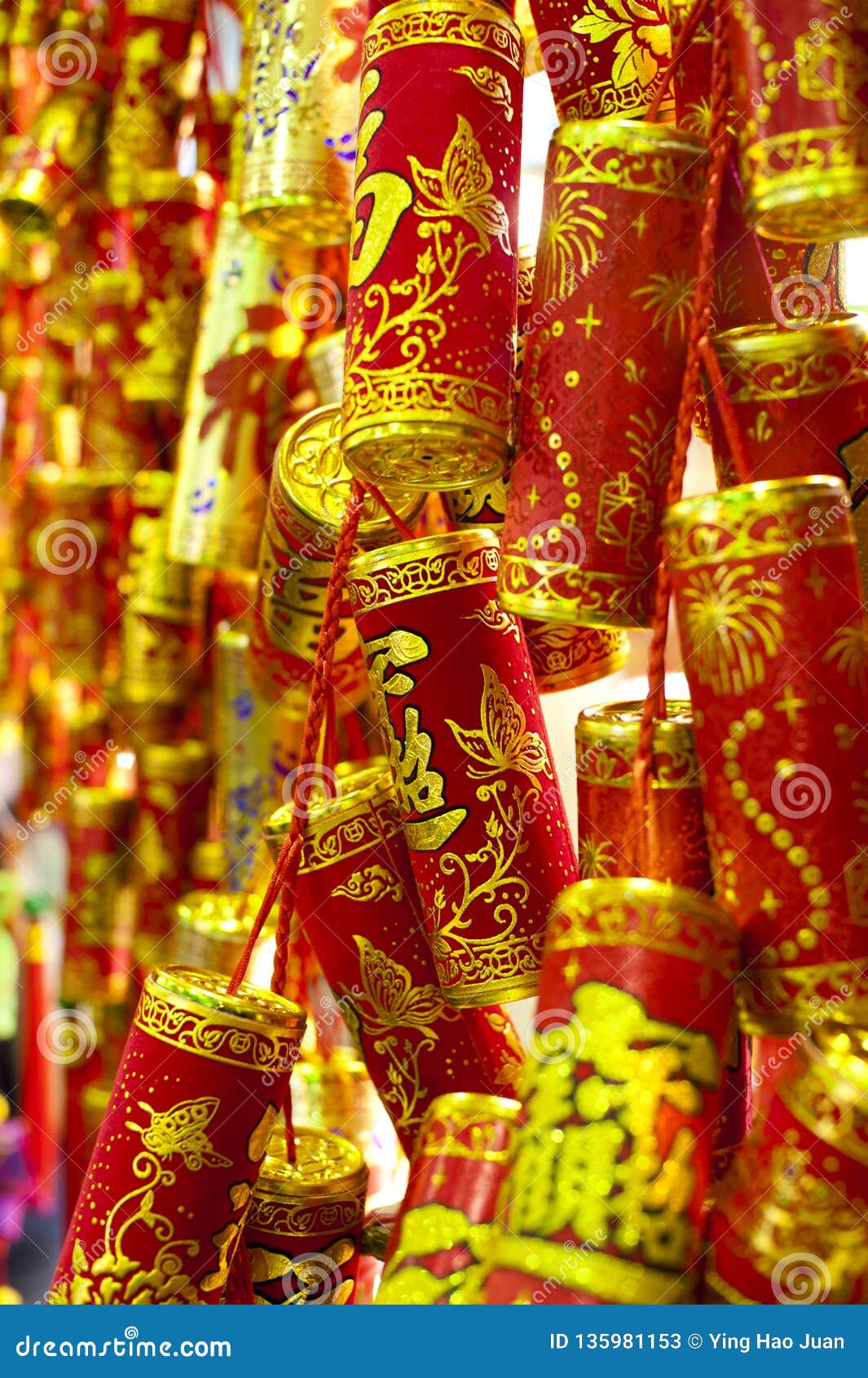 Golden Plastic Ornaments for the Chinese New Year Stock Image - Image ...