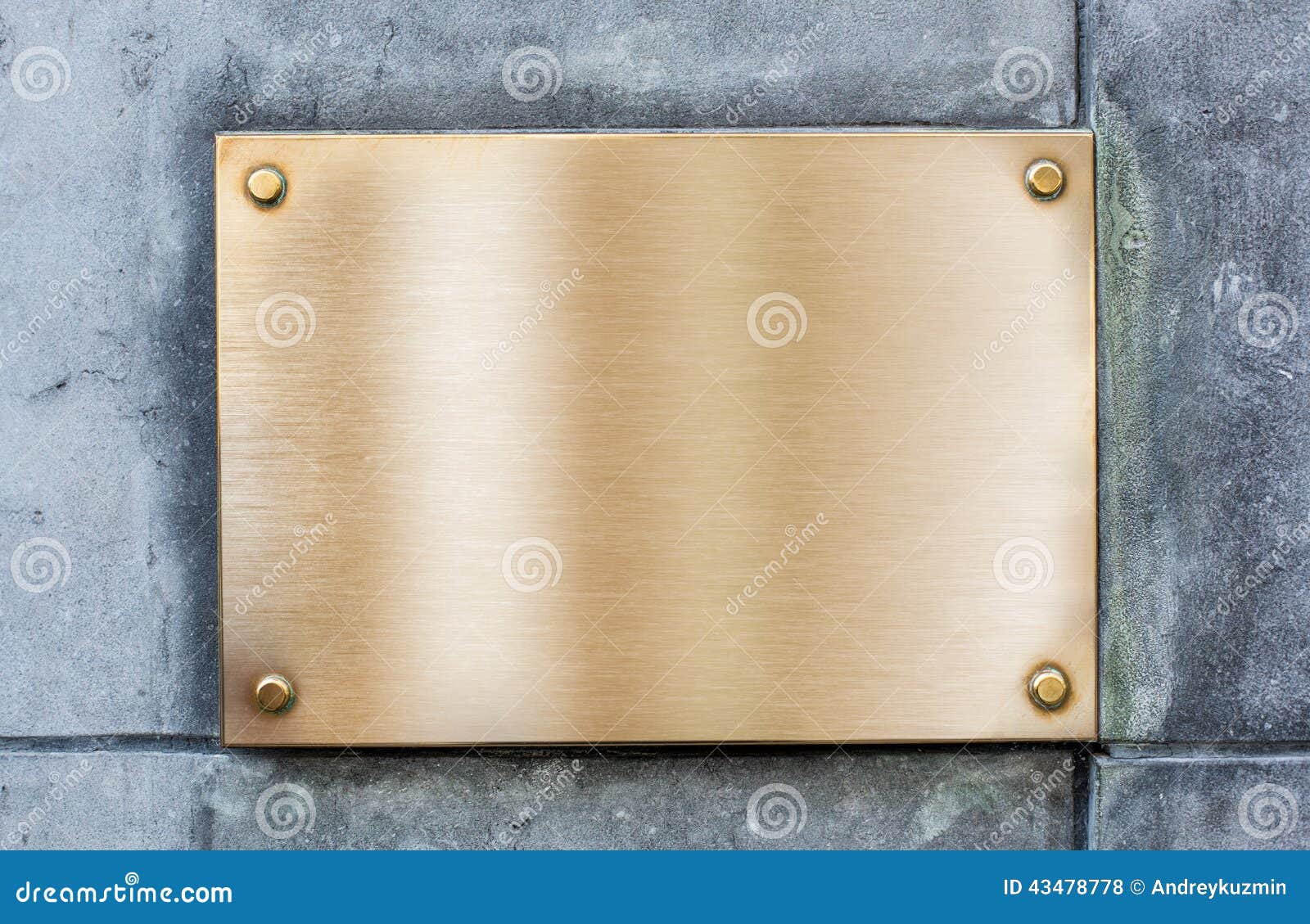 Golden Plate or Plaque Made of Bronze on Wall Stock Photo Image of
