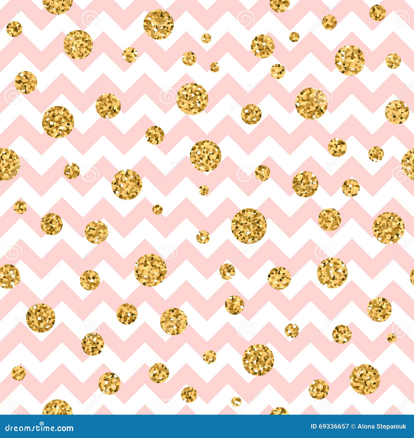 Golden Polka Dot Seamless Pattern Zig Zag Pink Stock Vector - Illustration  of background, modern: 69336657
