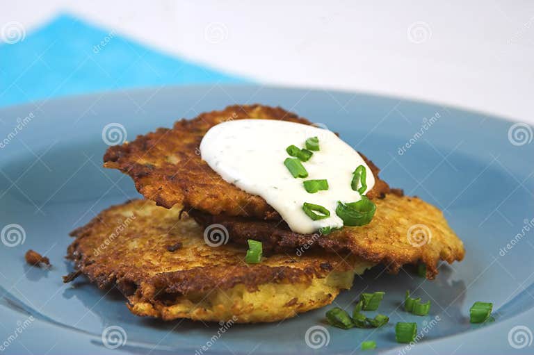 Golden potato pancakes stock image. Image of browns, restaurant 763899