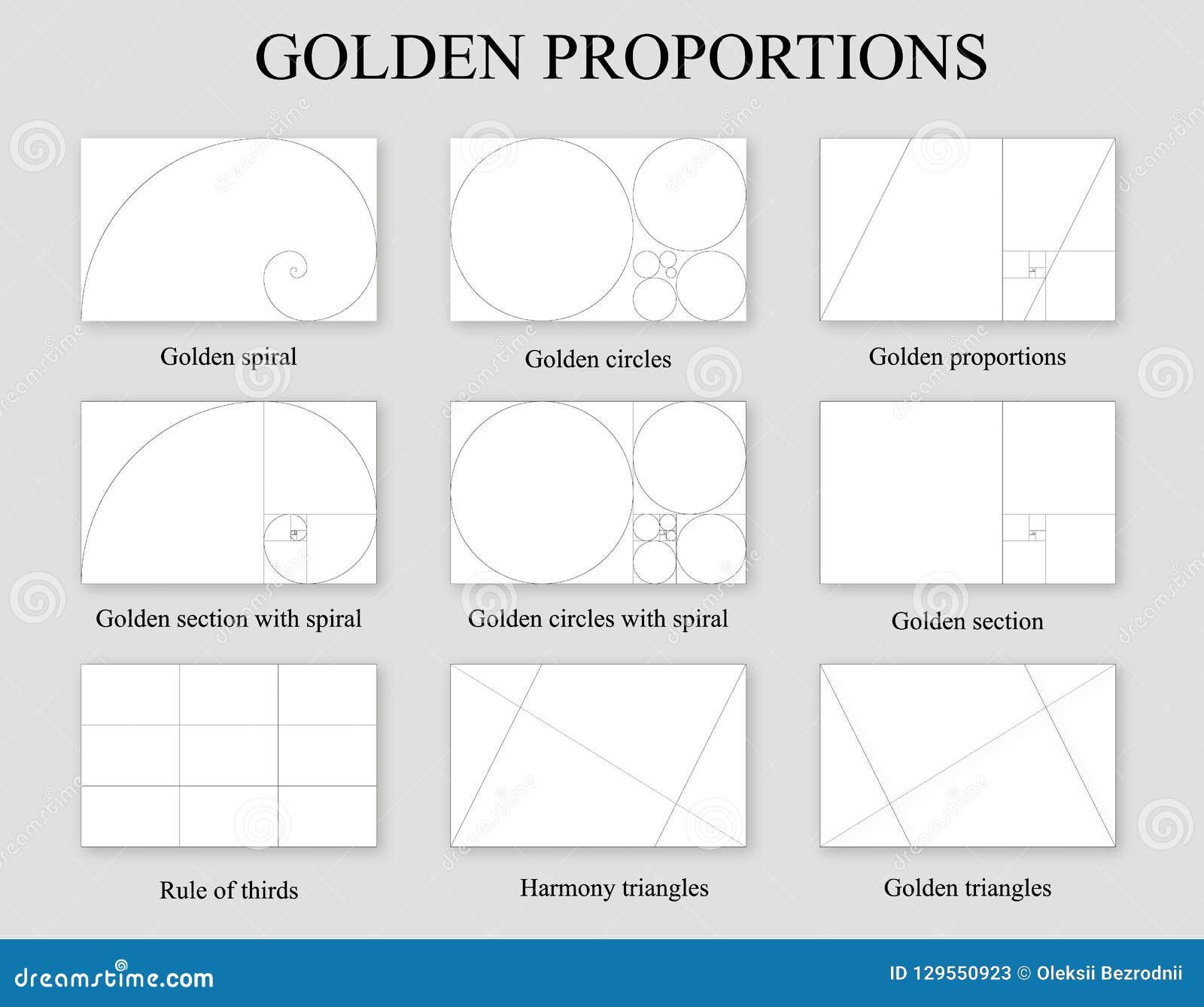 golden proportions set . golden section ration