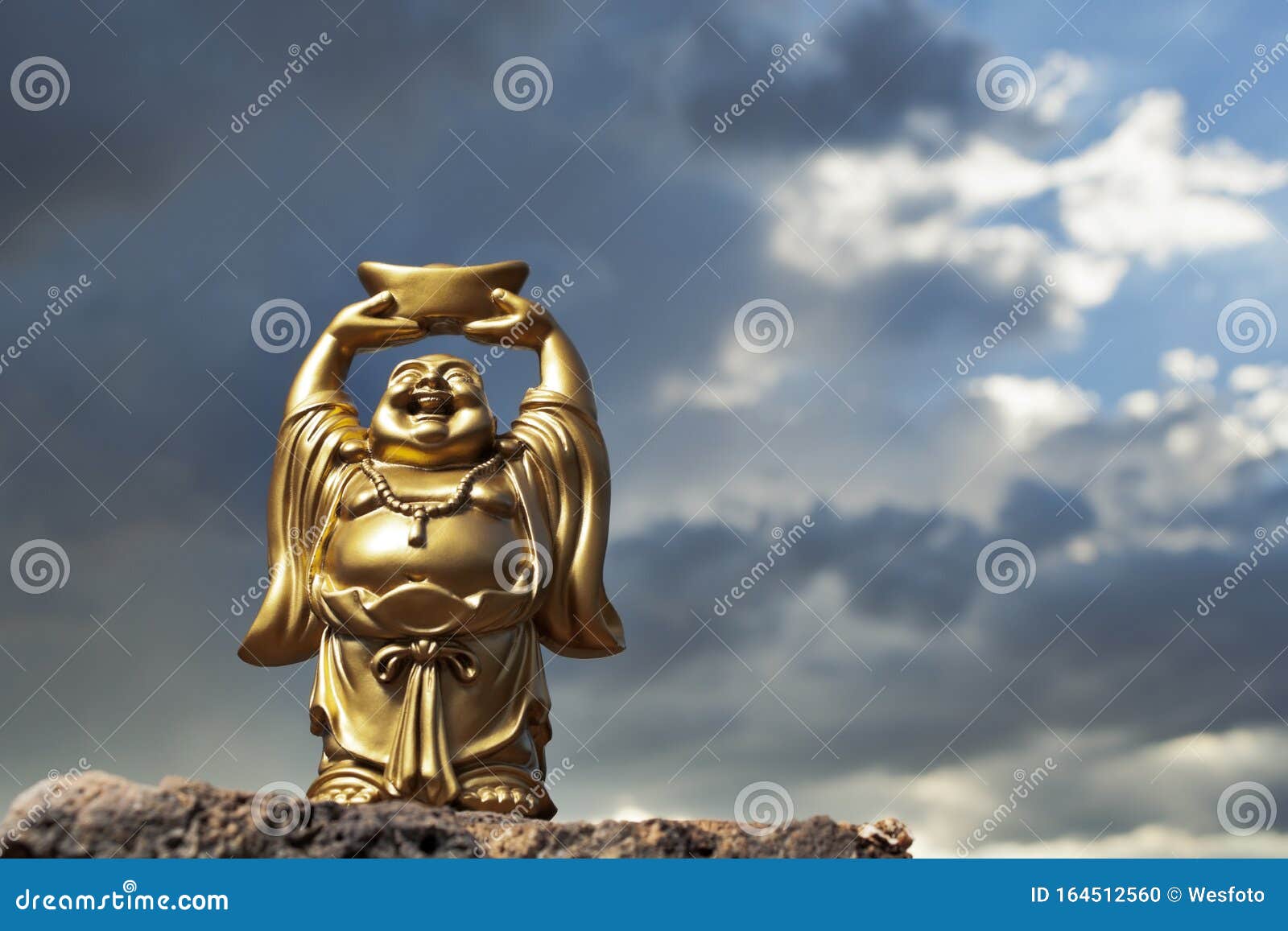 Golden Prosperity Buddha stock photo. Image of meditation 164512560