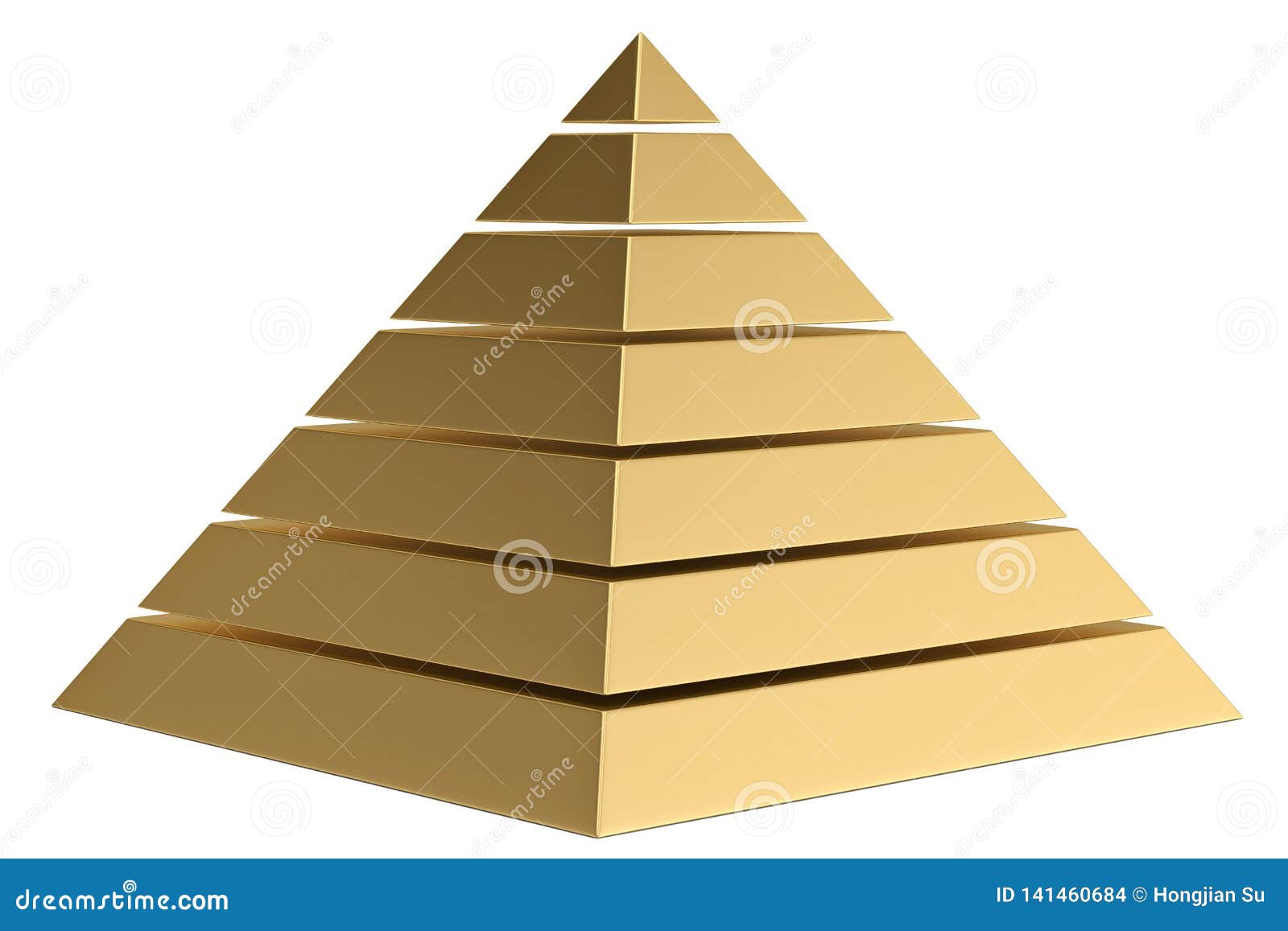Golden Pyramid Isolated on White Background 3D Illustration Stock ...