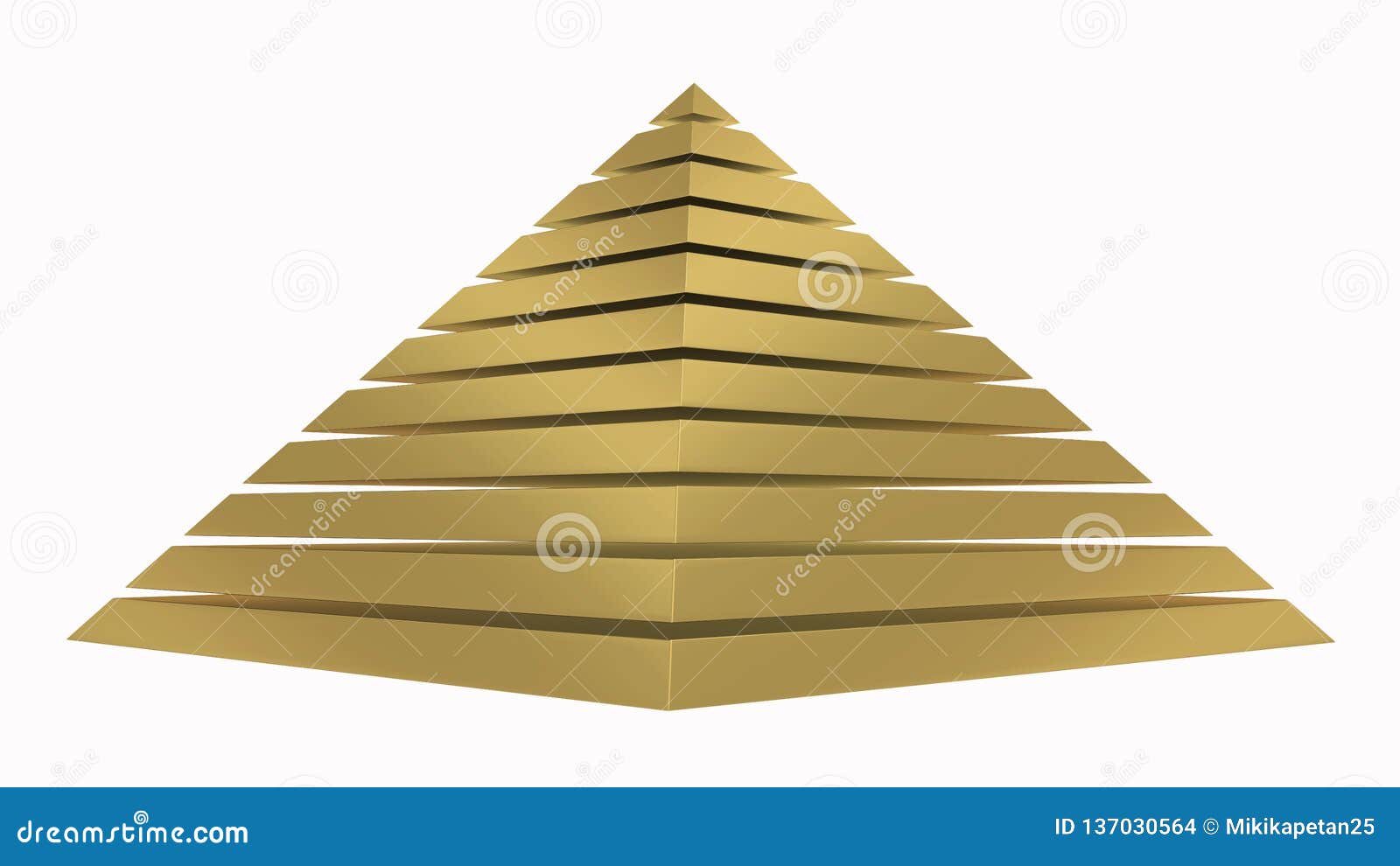 Golden Pyramid Isolated on White. 3D Rendering Stock Illustration ...