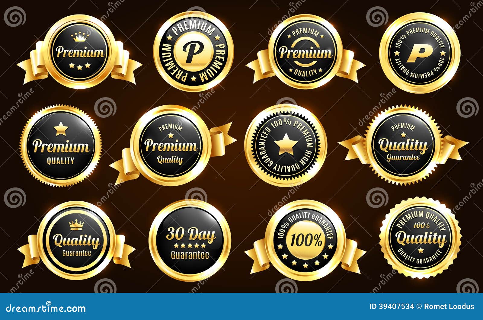 golden quality guarantee badges