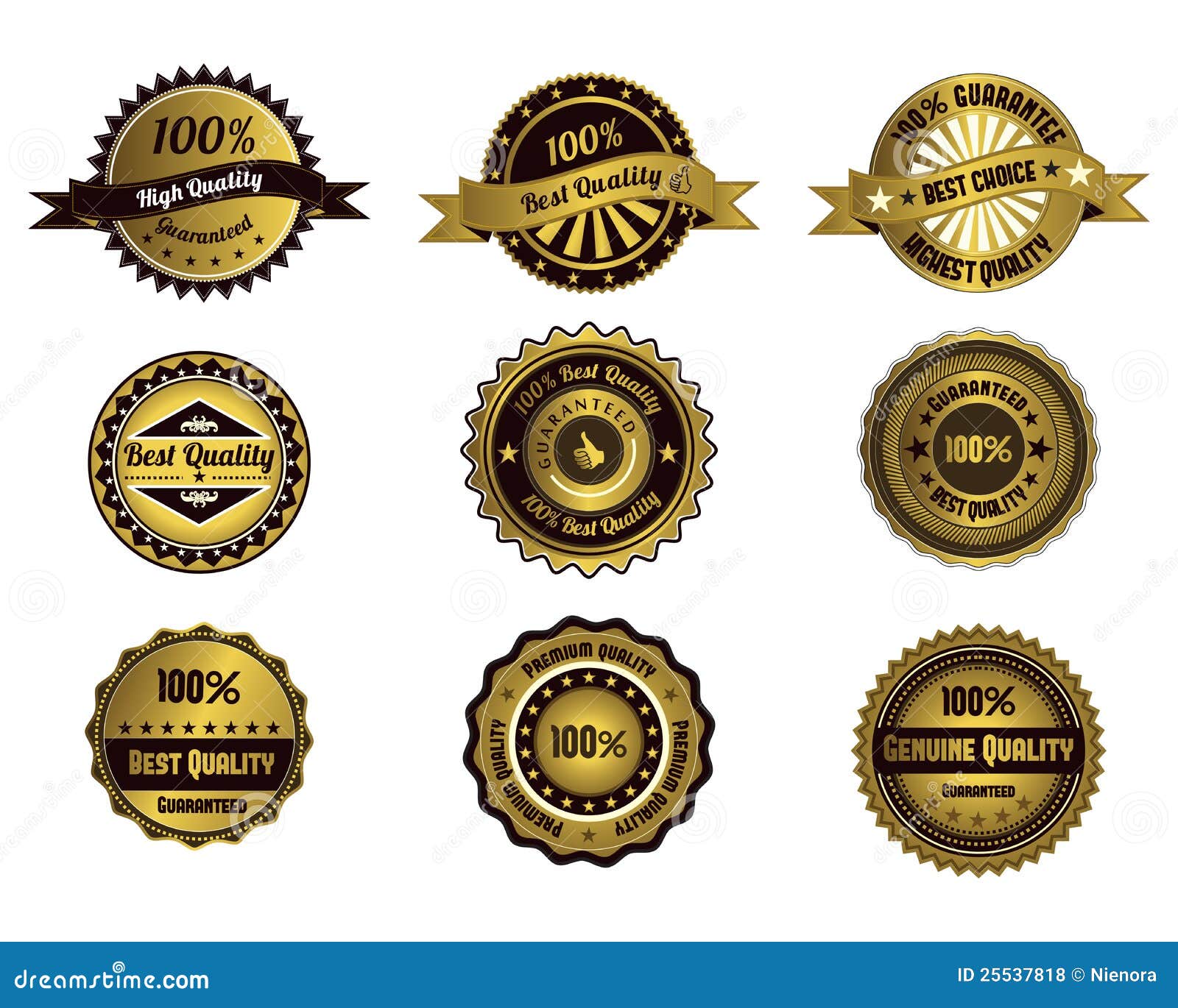 Golden quality labels stock vector. Illustration of grunge - 25537818