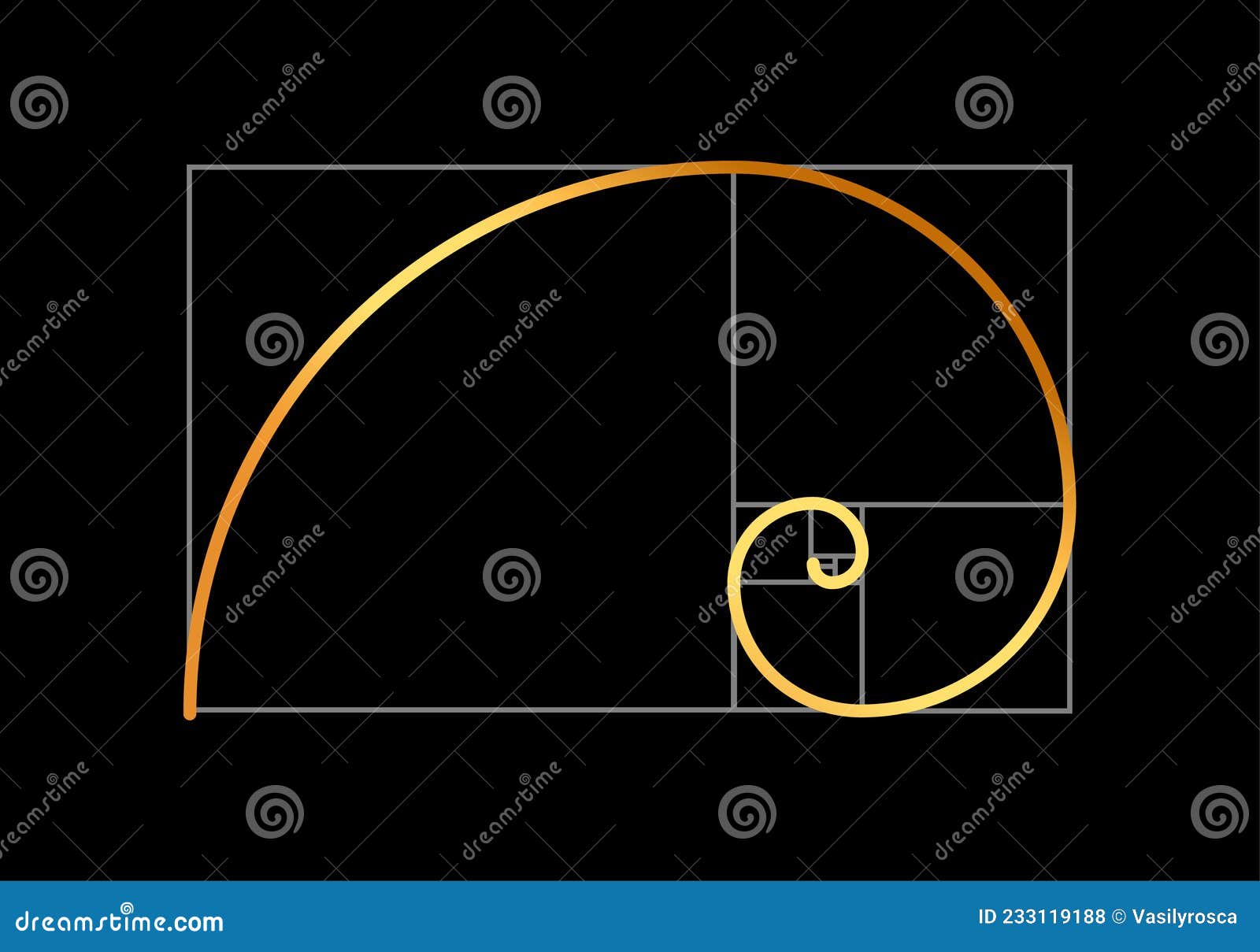 Golden Ratio Vector Proportion Spiral Section. Fibonacci Golden Ratio ...