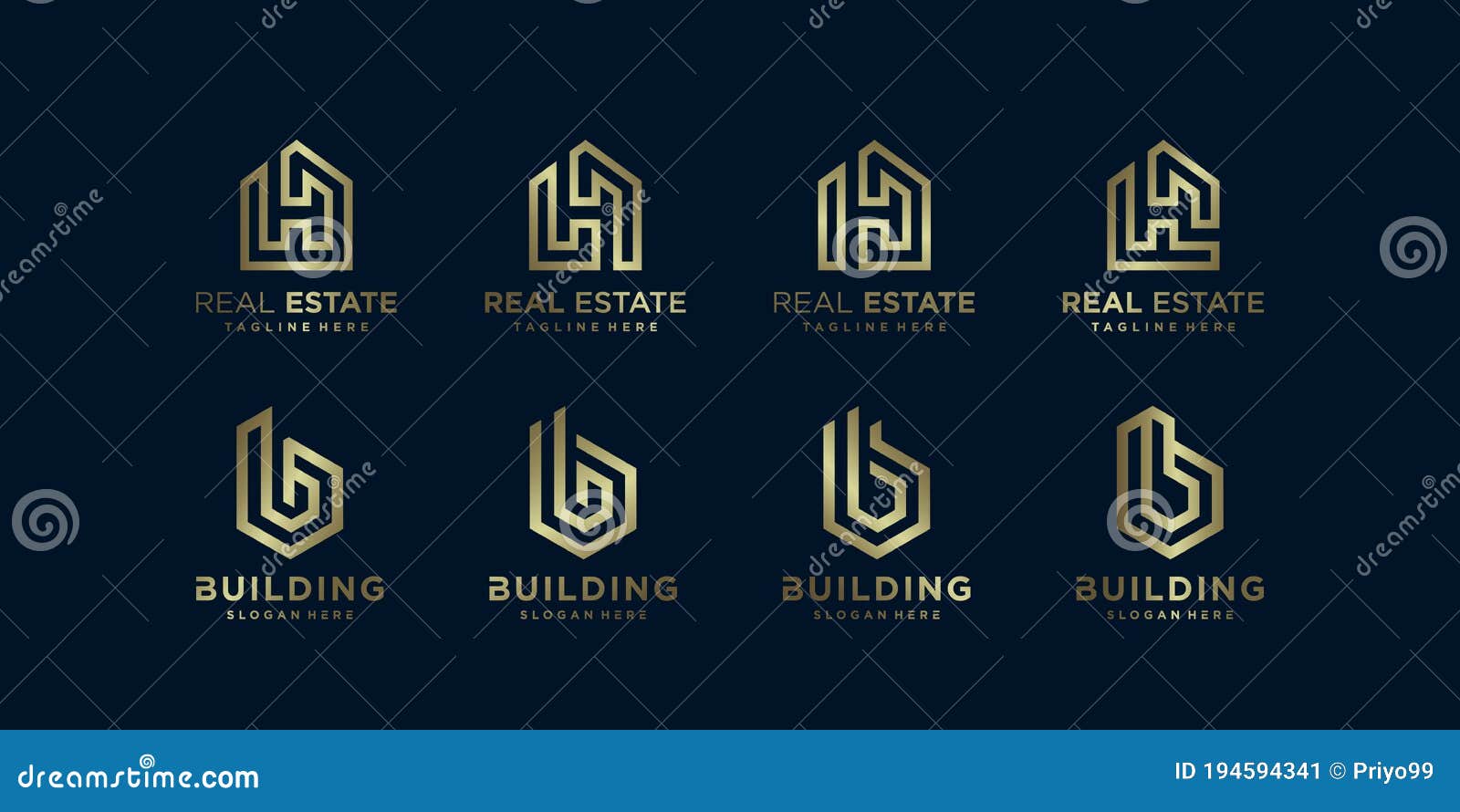 Golden Real Estate and Building Logo Colection Premium Vector Stock Vector Illustration of