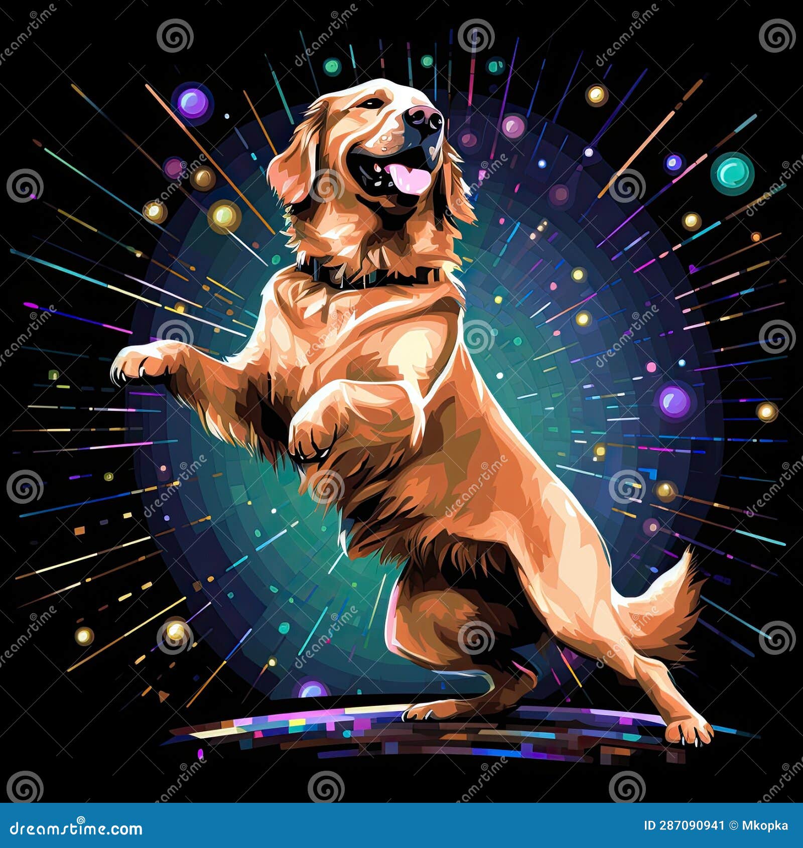 Golden Retriever Dog Dressed As a Nightclub Disco Dj Disk Jockey