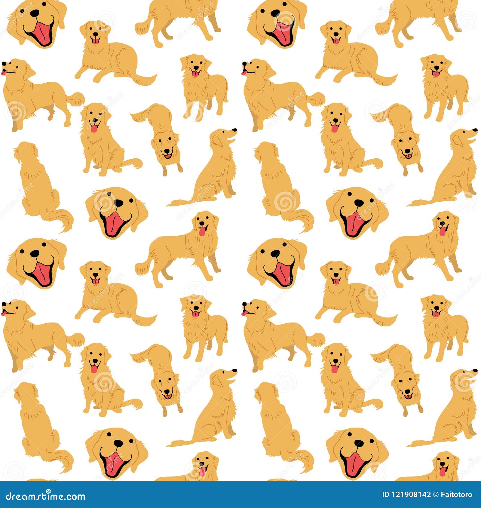 Golden Retriever,seamless Pattern Stock Vector Illustration of vector