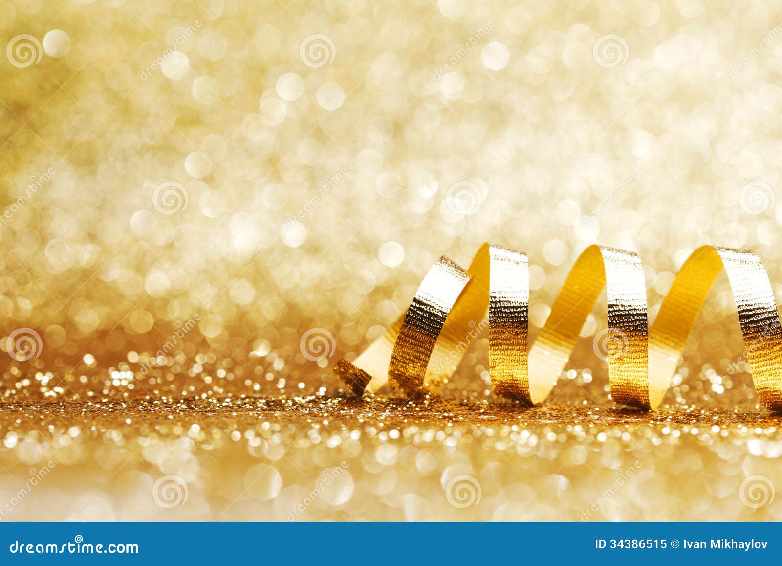 Golden ribbon stock image. Image of year, curly, celebration 34386515