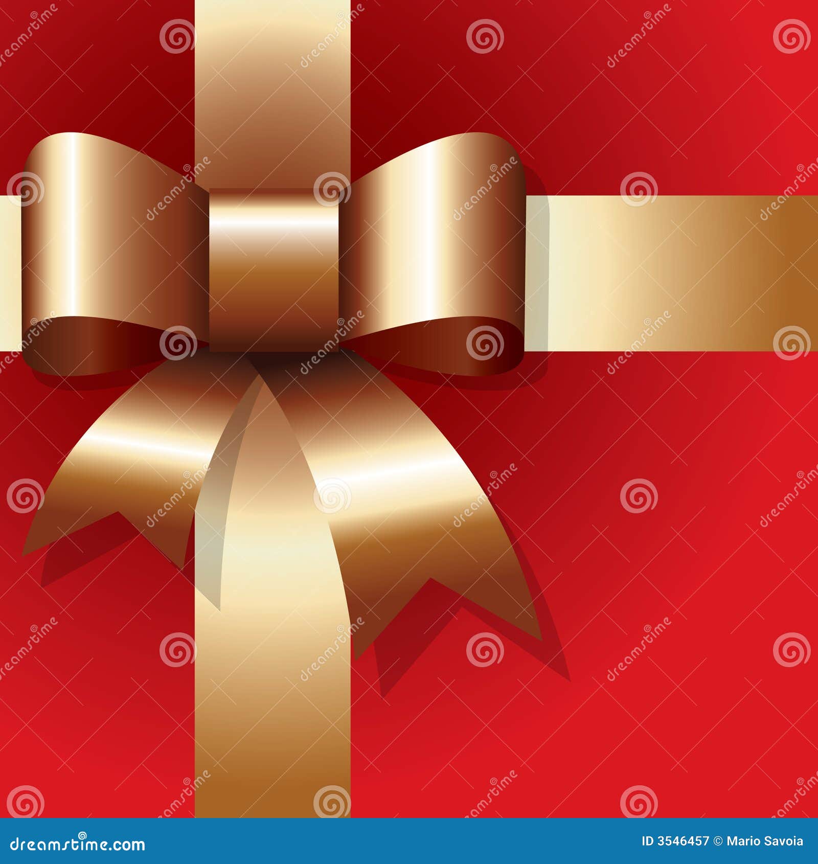 Golden ribbon on red stock vector. Illustration of satin 3546457