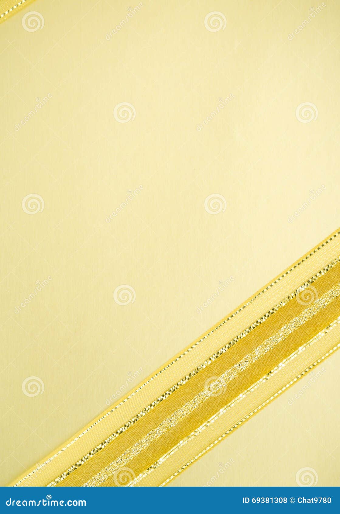 Golden ribbon on yellow space in elegance rewarding background concept