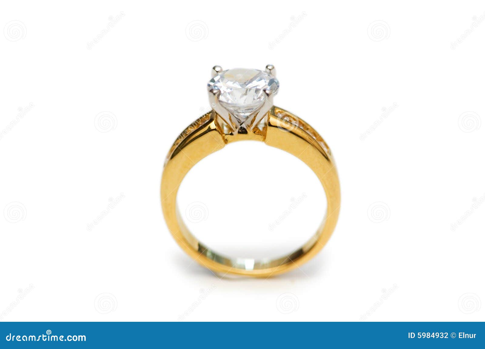 Golden Ring with Diamond Isolated on the White Stock Photo - Image of ...