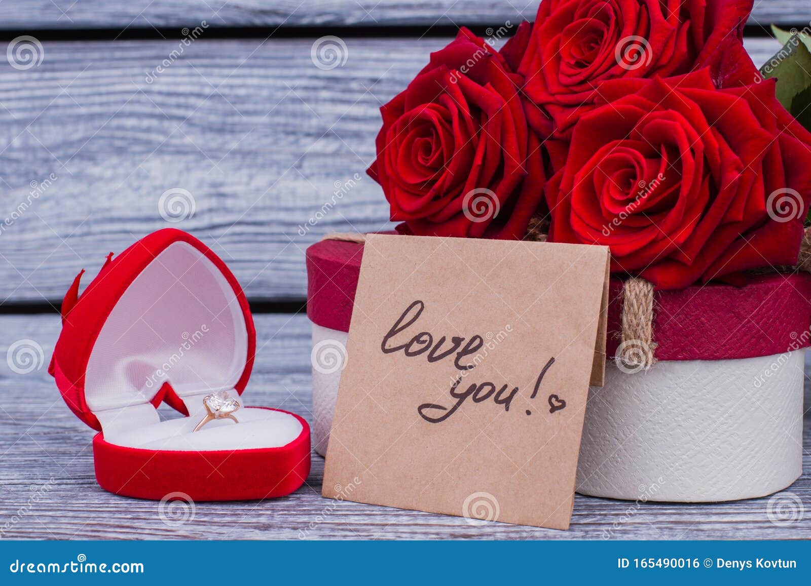 Golden Ring, Roses and Love Message. Stock Photo - Image of march ...