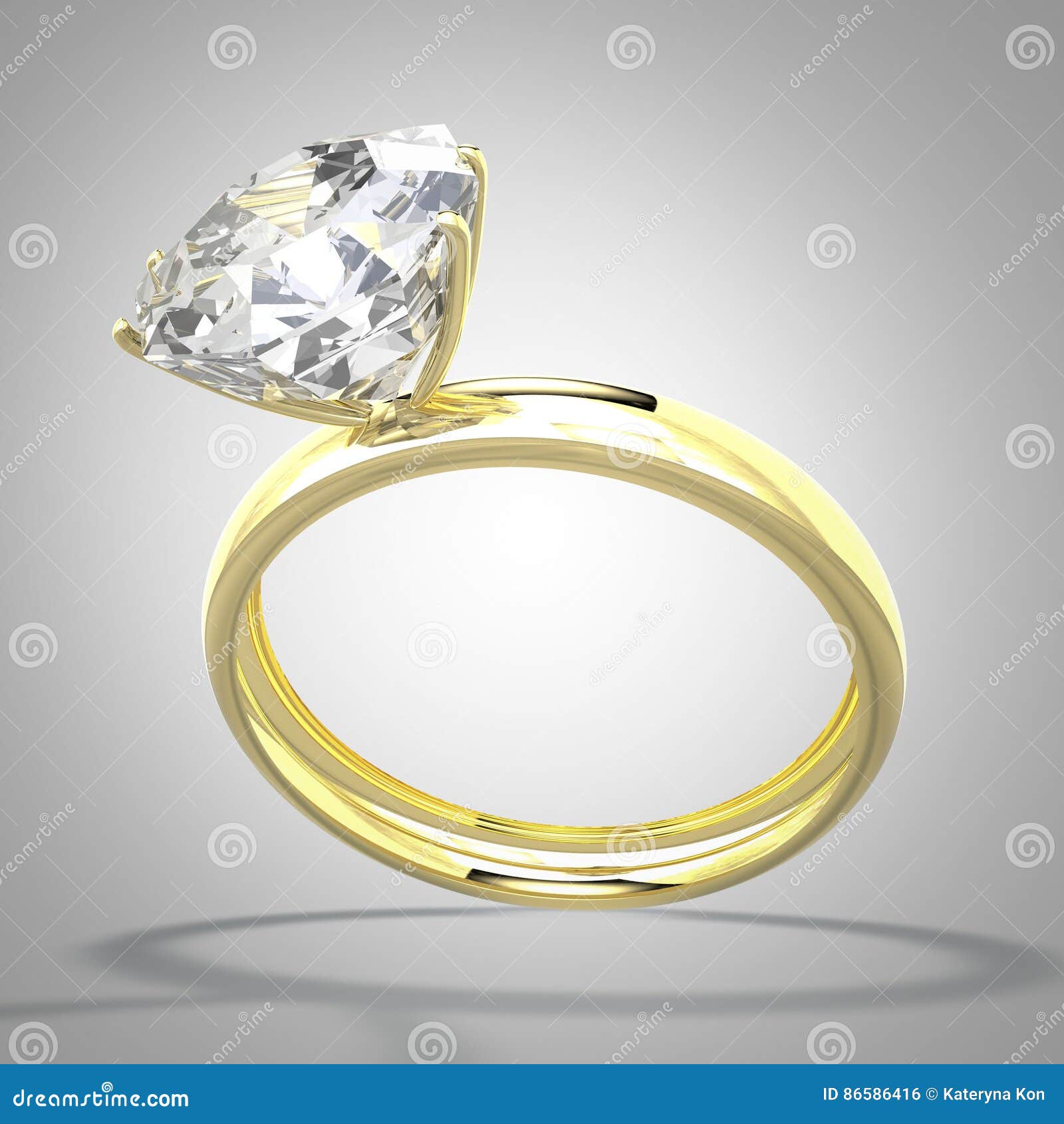 Golden Ring with Shiny Diamond Stock Illustration - Illustration of ...