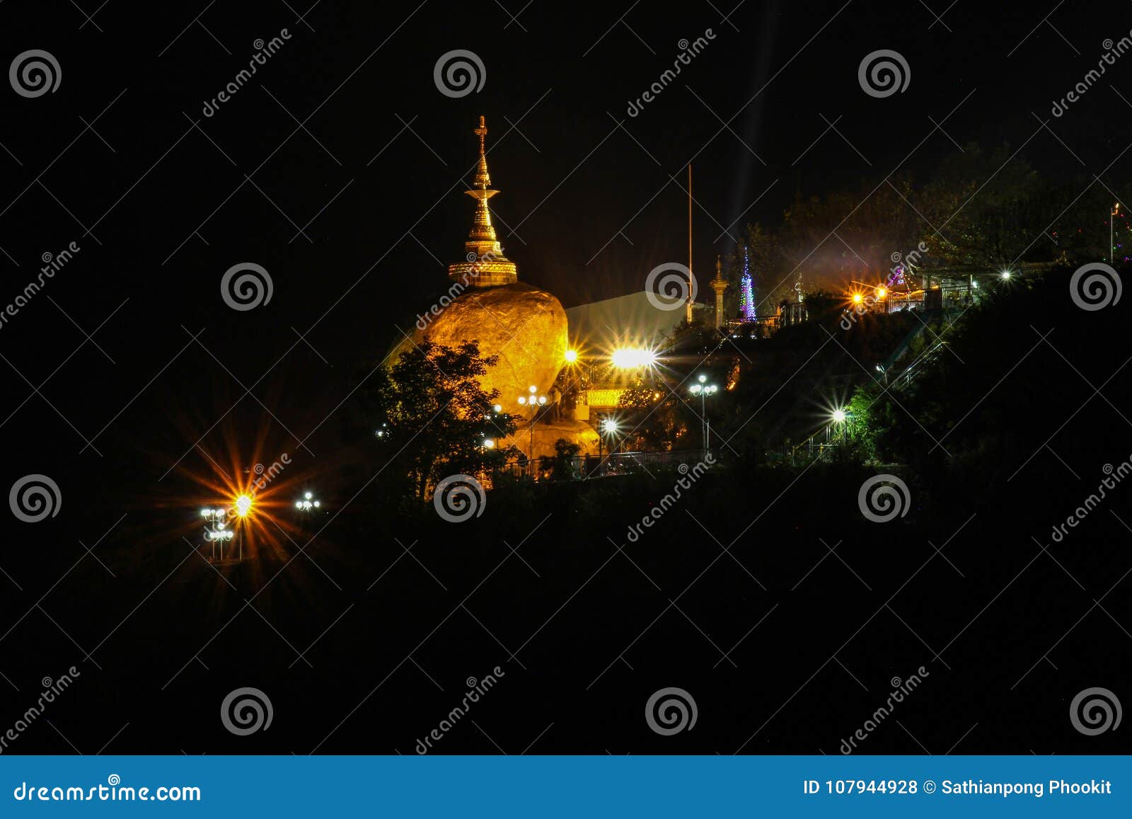 Golden Rock of Kyaiktiyo, Myanmar. Stock Photo Image of pagoda