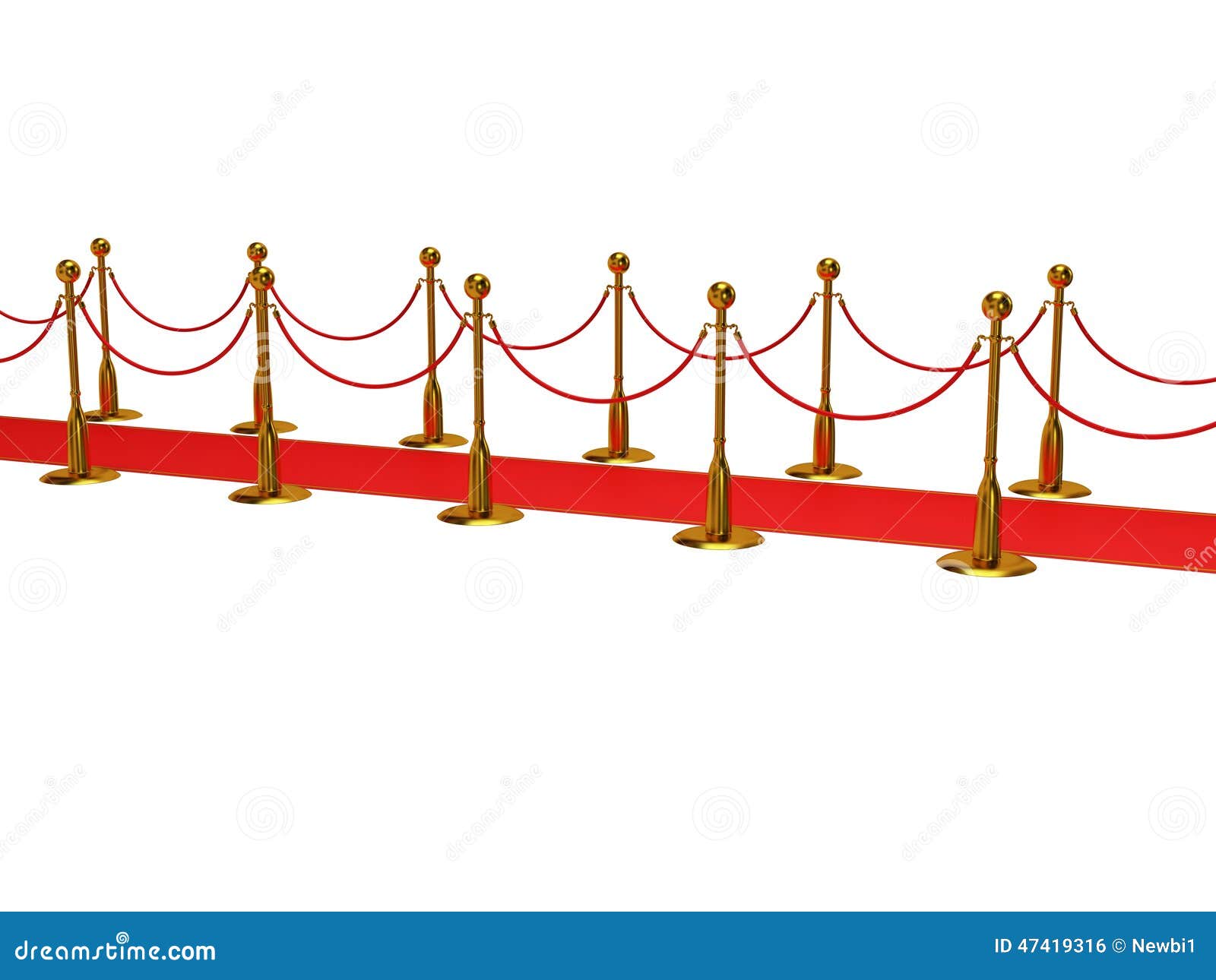 Golden Rope Barrier with Red Event Carpet Stock Illustration