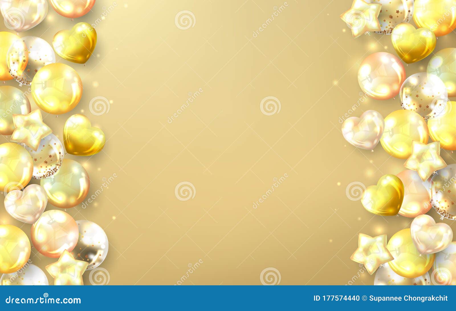 Beautiful Golden Balloons Background for Birthday Card Stock Illustration -  Illustration of festival, beautiful: 177574440
