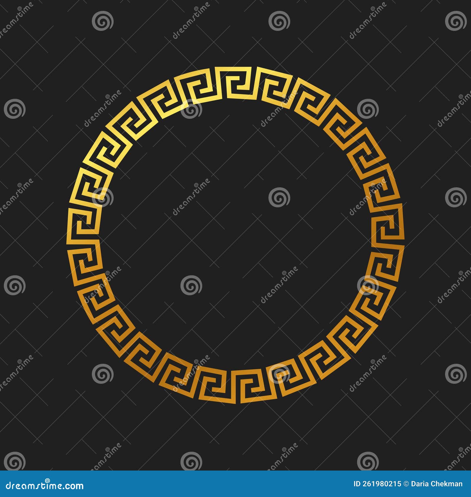 Golden Round Greek Frame. Greece Circular Ornament Stock Vector ...