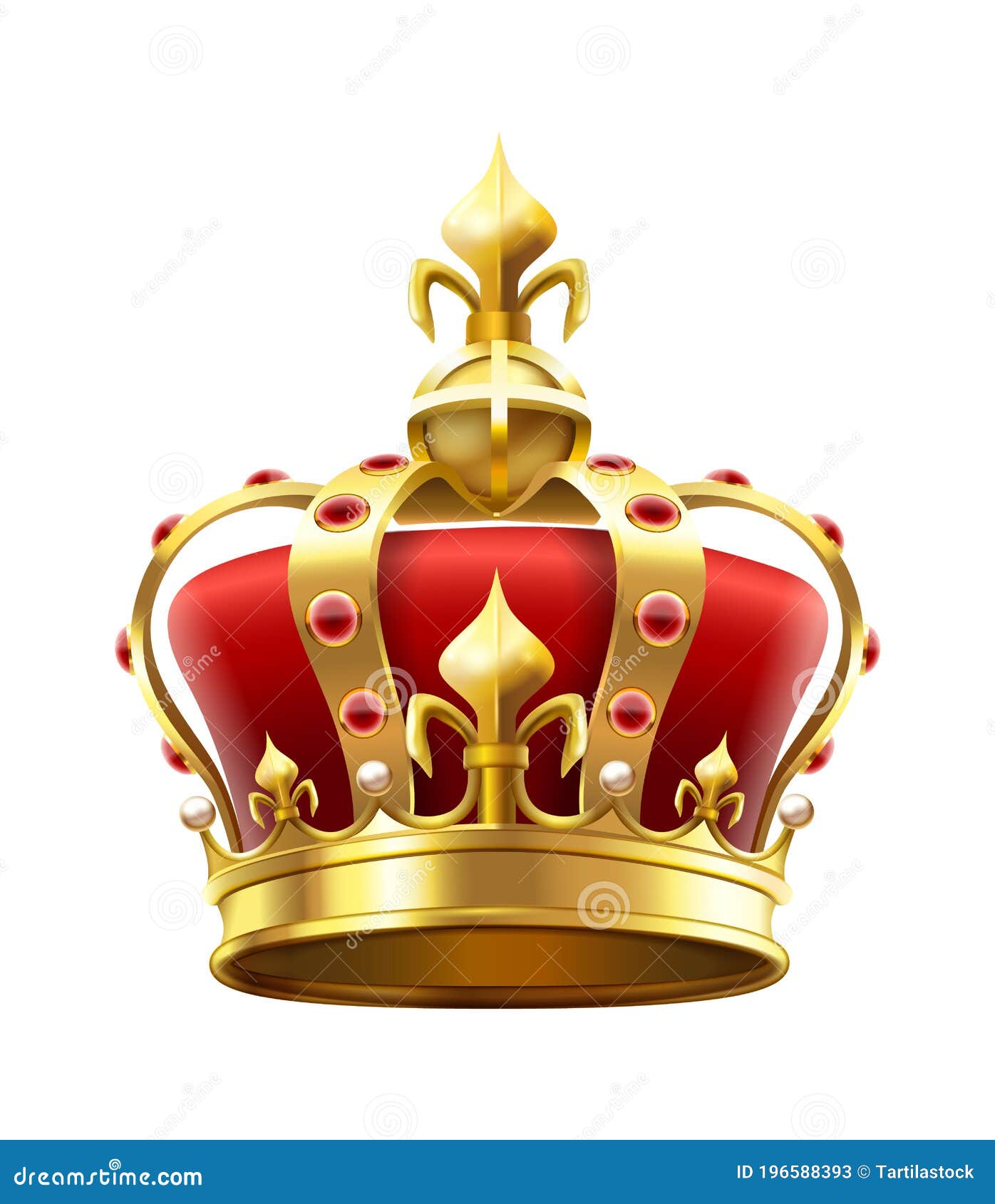 golden royal crown with jewels. heraldic s, monarchic  for king. monarchy accessory with red stones