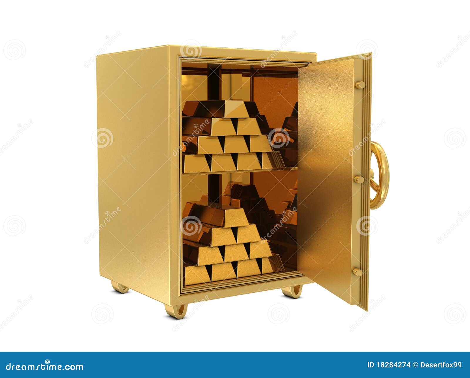 Golden Safe Deposit with Golden Bars Stock Illustration Illustration