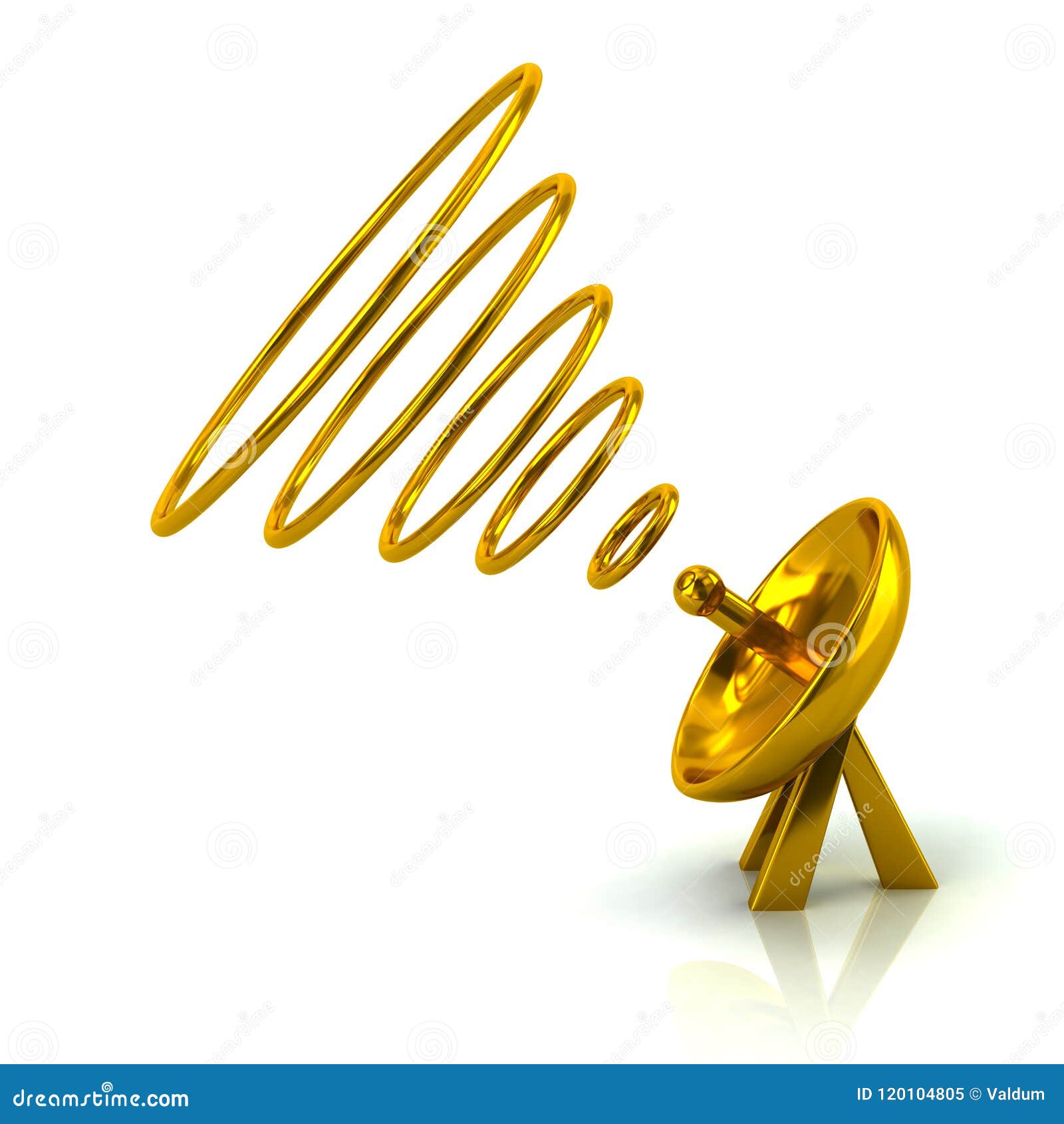 Golden Satellite Dish Antenna 3d Illustration Stock Illustration