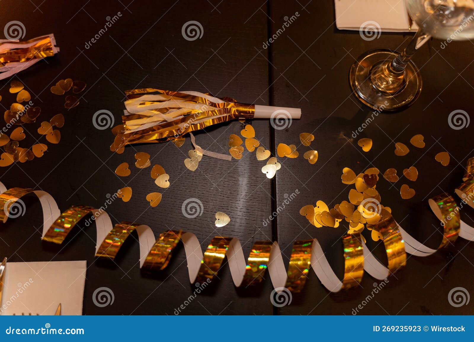 Golden Serpentine Streamers for Party Stock Image Image of holiday