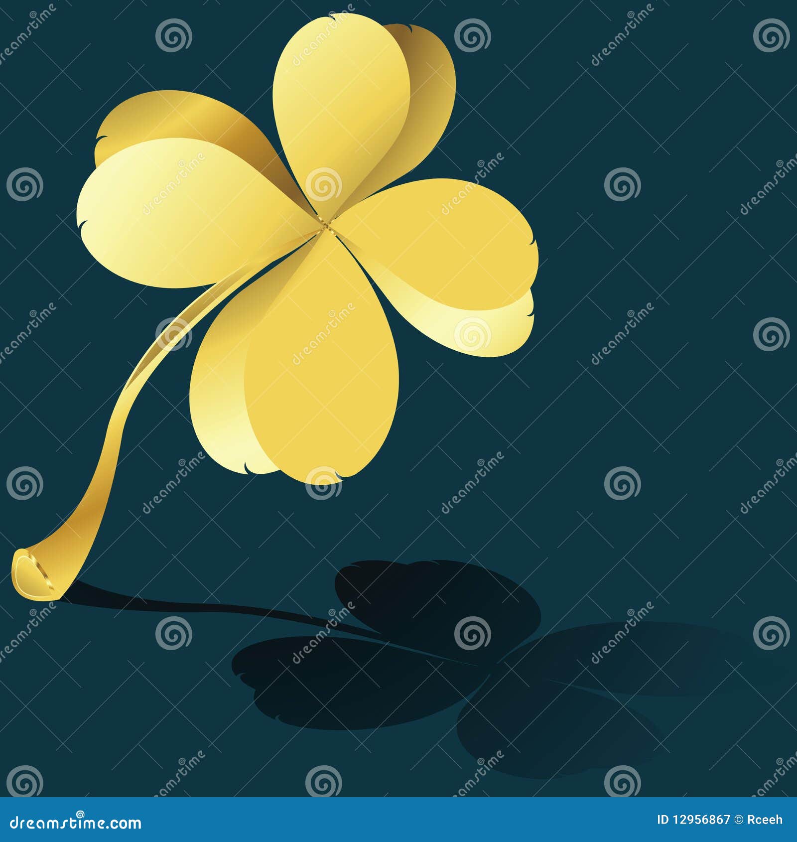 Golden shamrock stock vector. Illustration of charm, trefoil 12956867