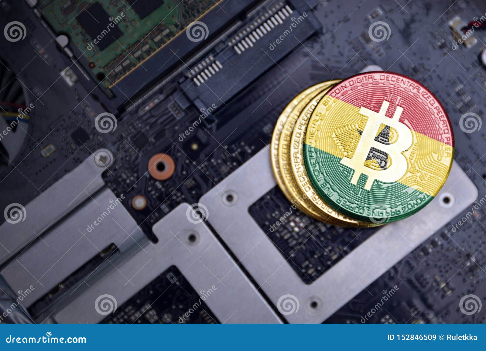 Golden Bitcoins with Flag of Ghana on a Computer Electronic Circuit Board.  Bitcoin Mining Concept Stock Image - Image of bitcoin, currency: 152846509