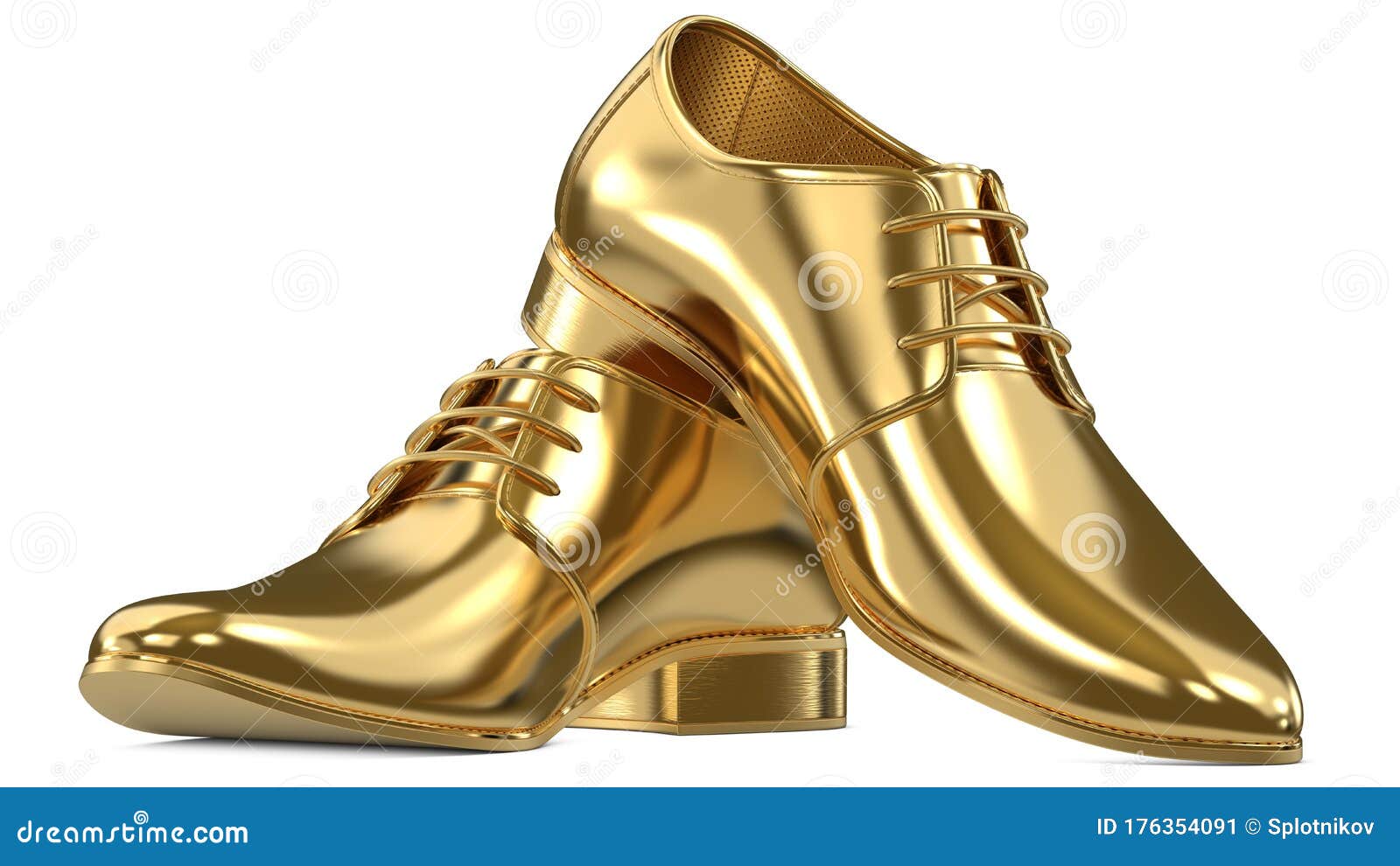 Golden Shoes As a Concept of Luxury Expensive High-quality Shoes