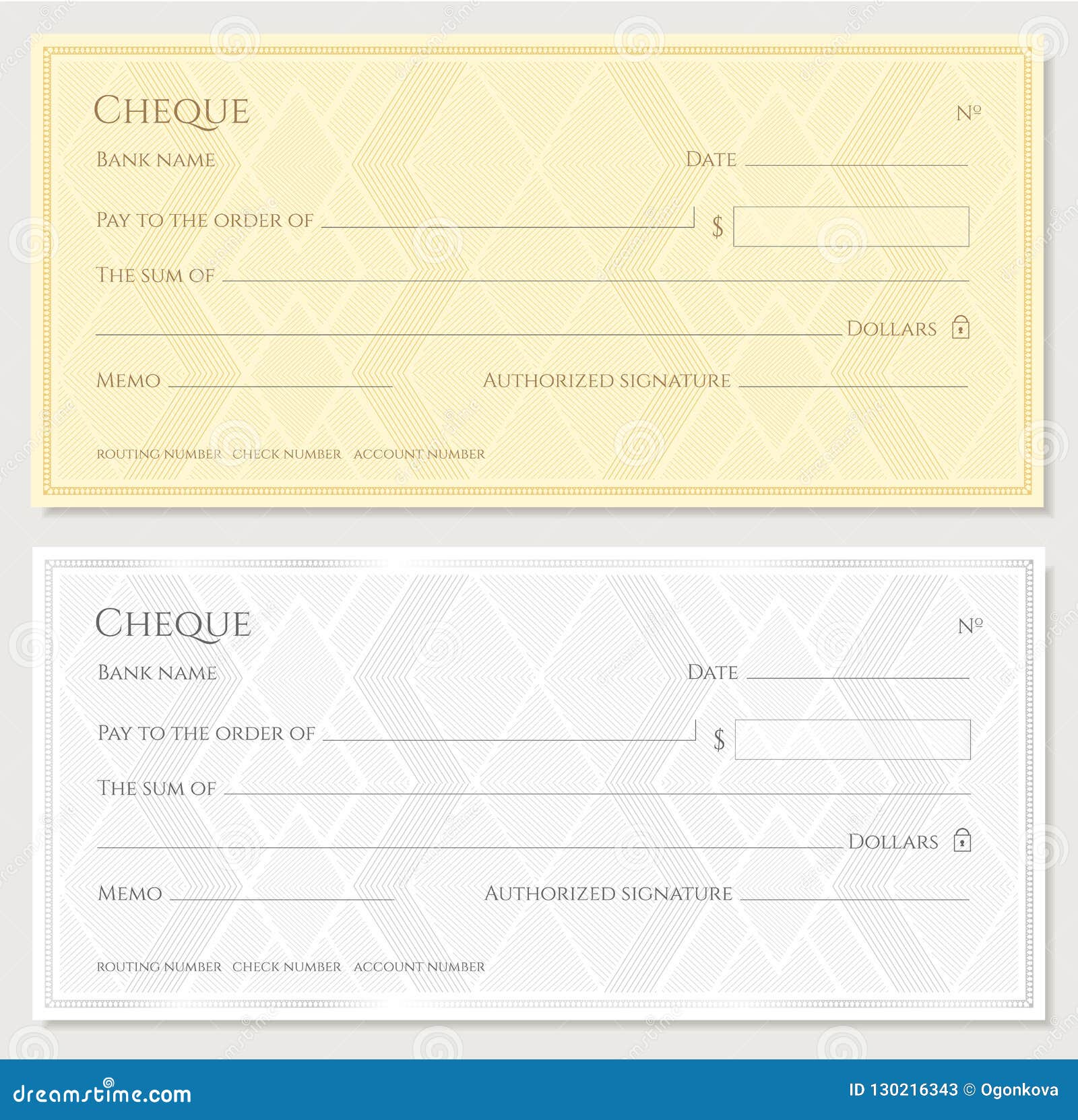 Cheque, Check, Chequebook Template. Guilloche Pattern with Abstract ...