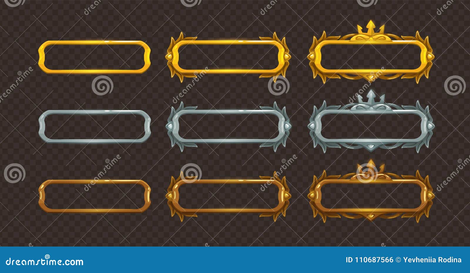 Golden, Silver and Bronze Frames Set. Stock Vector Illustration of